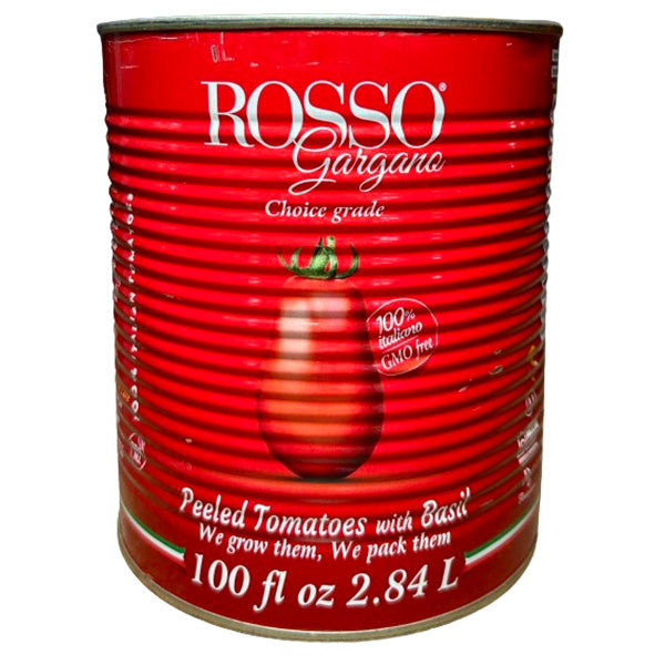 ROSSO GARGANO - ITALIAN WHOLE PEELED TOMATOES W/ BASIL 6x100 OZ
