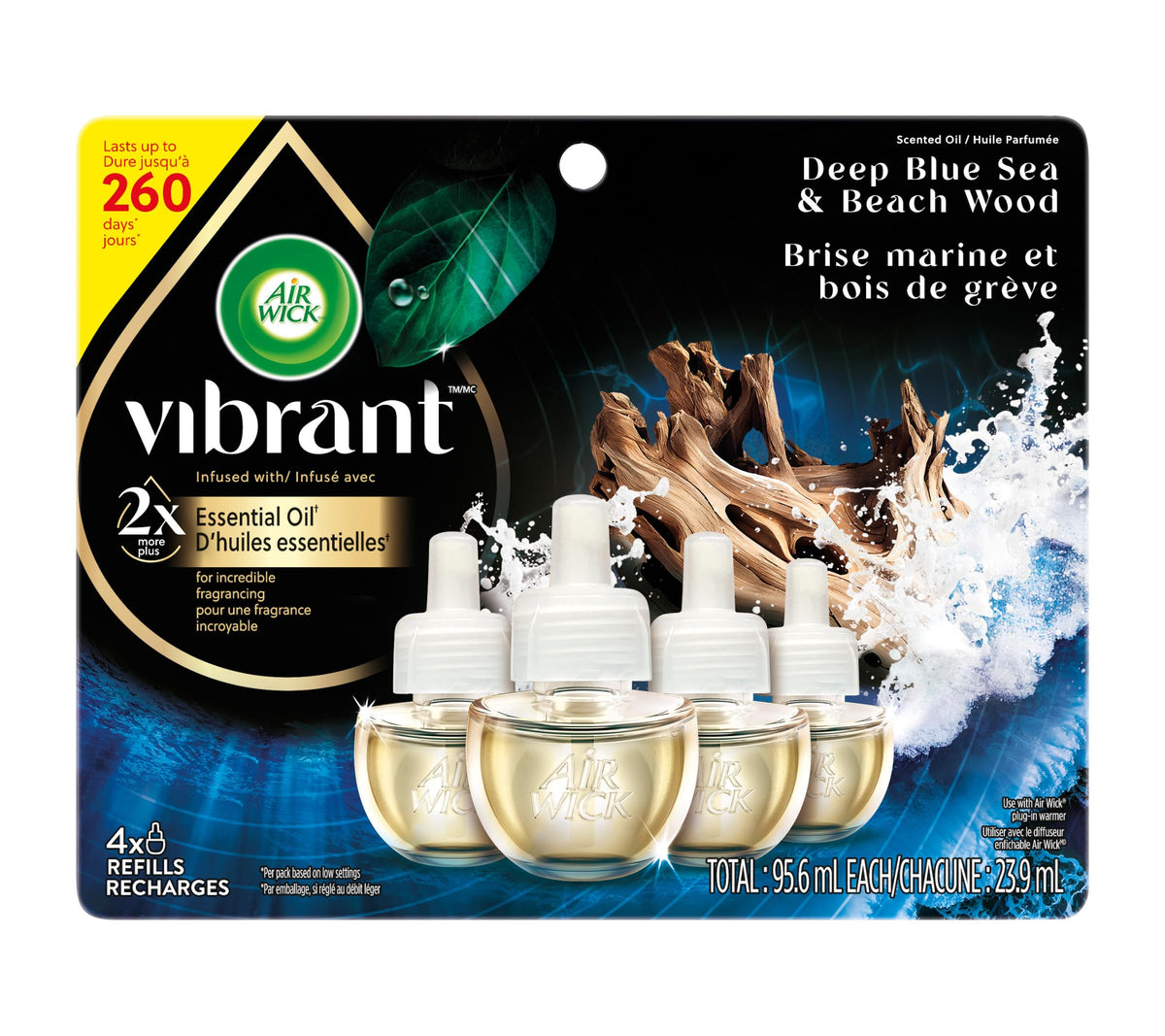 AIR WICK® SCENTED OIL - Refill - 0+4 Deep Blue Sea and Beach Wood 4x23.9 mL
