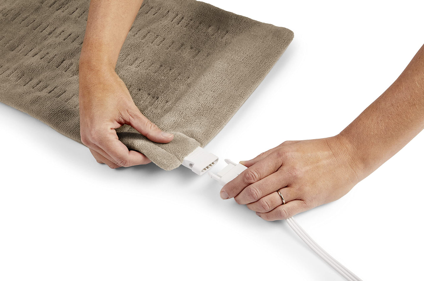 Sunbeam Premium Standard Size Heating Pad with Compact Storage - Moist Electric Heating Pad for Targeted Pain Relief of Back, Neck and Shoulders, 4 Heat Settings, 2 Hour Auto-Off, 12 x 15 inch, Beige - Available at All In One Marketplace Canada