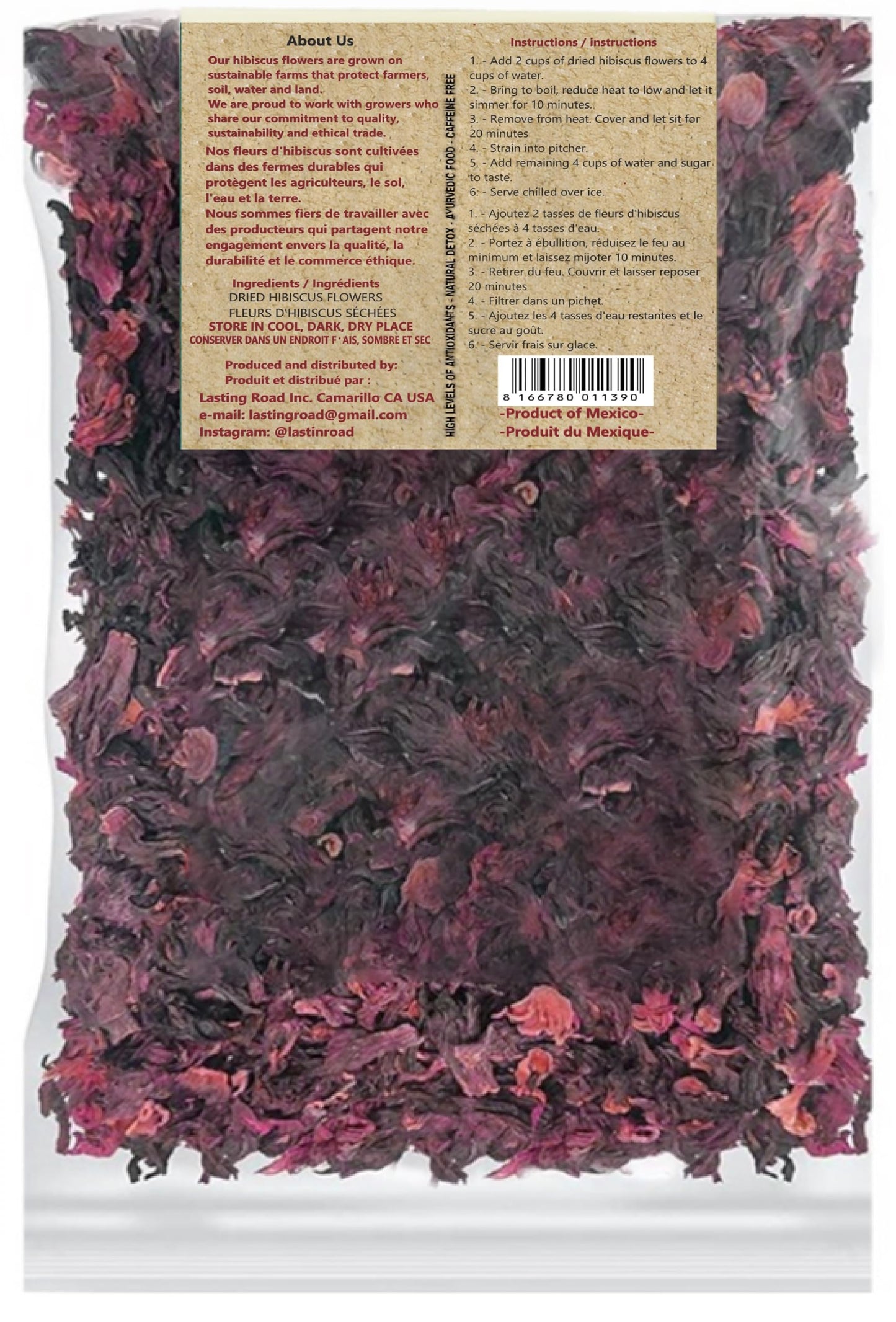 Hibiscus Tea Flowers - 1 Pound Resealable Bag - All Natural Sun-Dried Blooms for Hot or Cold Brewing
