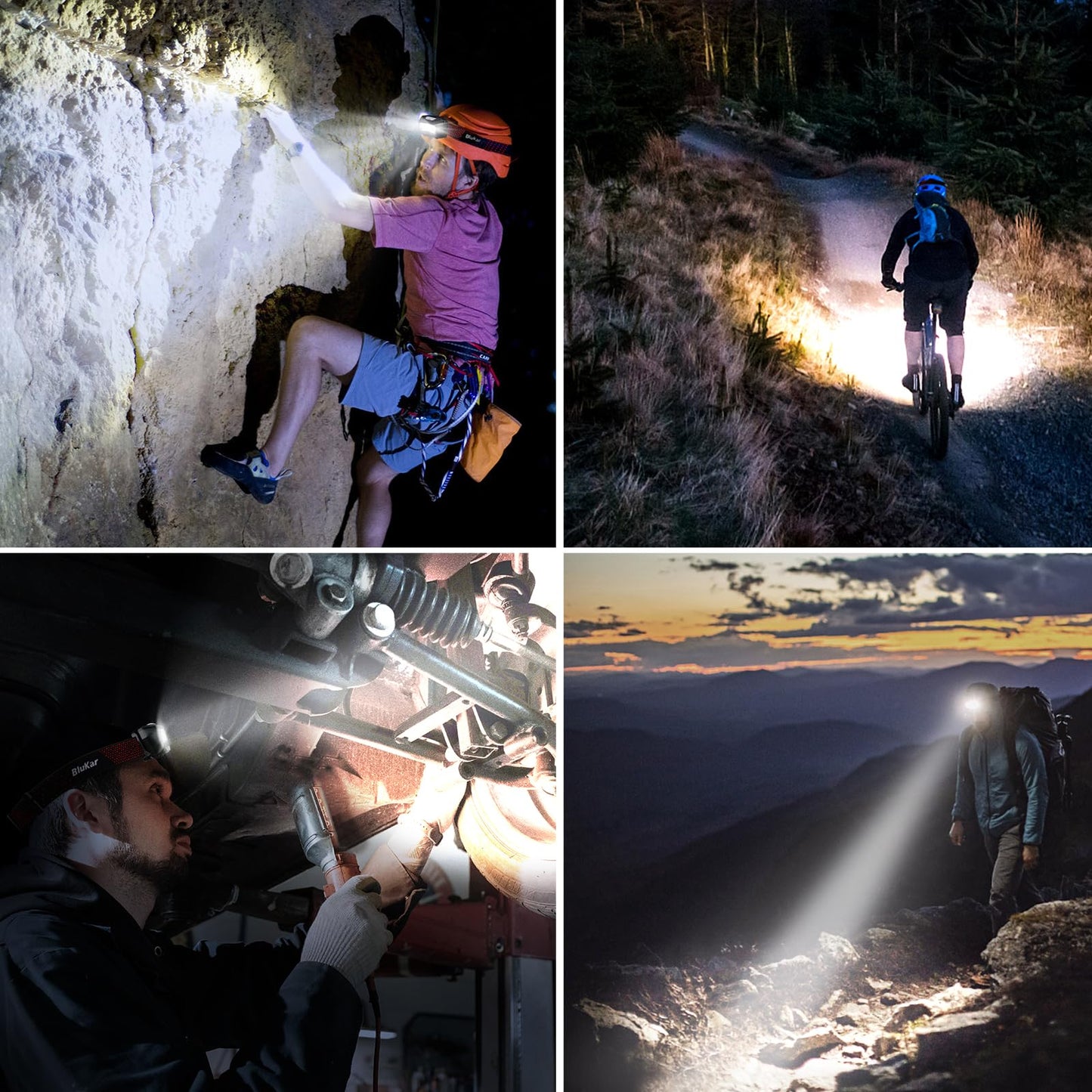 Blukar LED Headlamp Rechargeable,2000L High Lumen Super Bright Dimmable Headlight Flashlight with Motion Sensor- 8 Modes,Spotlight&Floodlight,IPX5 Waterproof for Camping,Hiking,Running,Fishing -2 Pack
