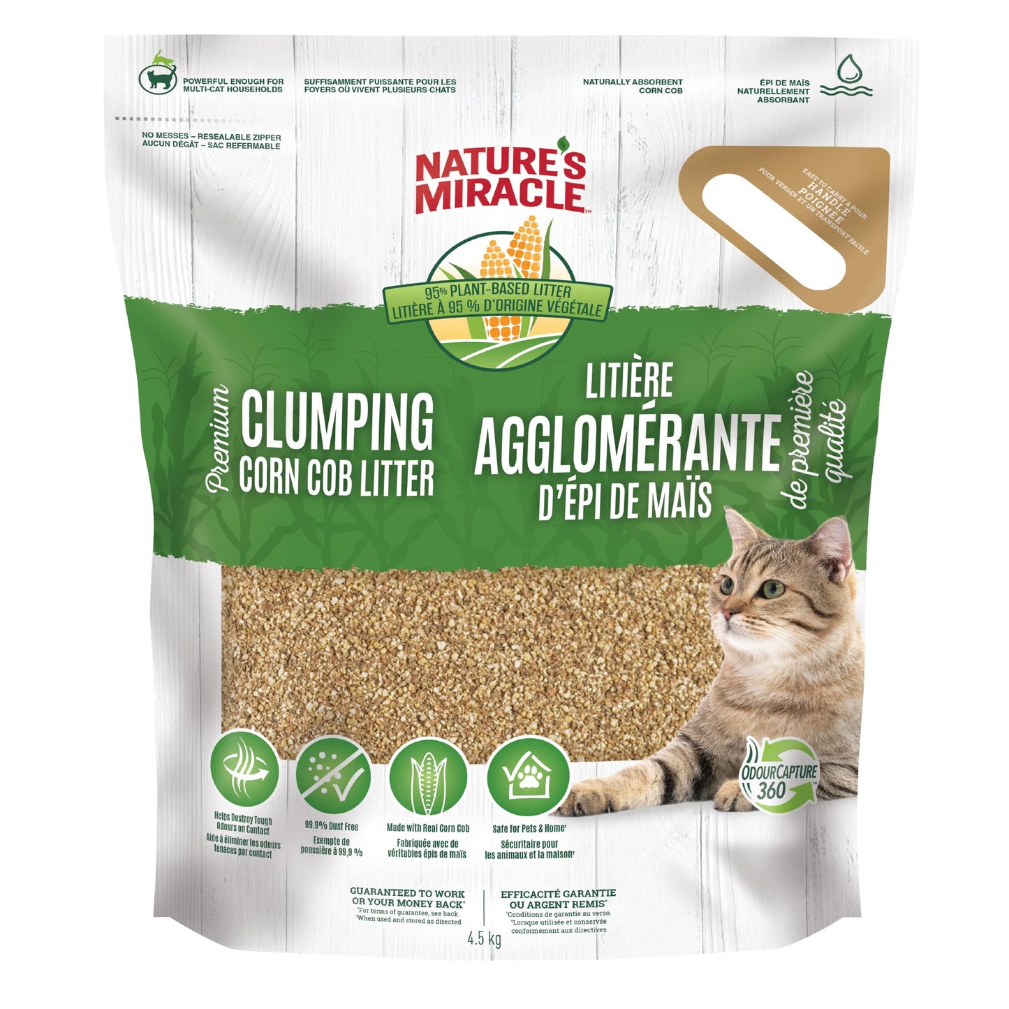 Nature’s Miracle Premium Clumping Corn Cob Litter, 10 Pounds, Made with Real Corn Cob for Fast-Clumping Litter for Multi-Cat Households
