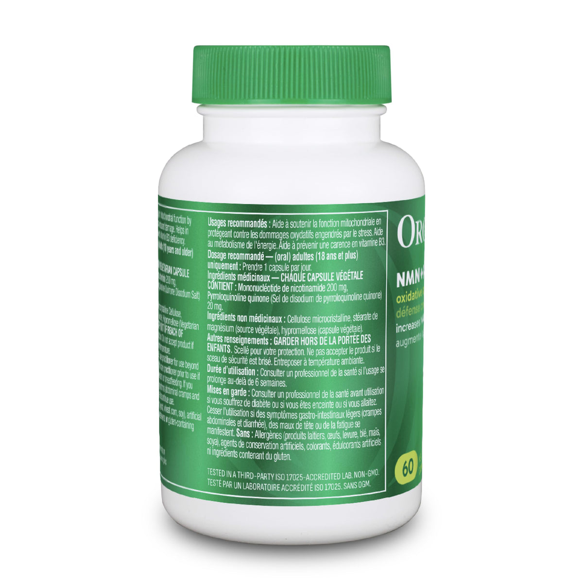 Organika Canadian-Made NMN + PQQ- Anti-Aging Support Supplement, Cellular Revitalization, Energy Metabolism, Cognitive Function- 60vcaps