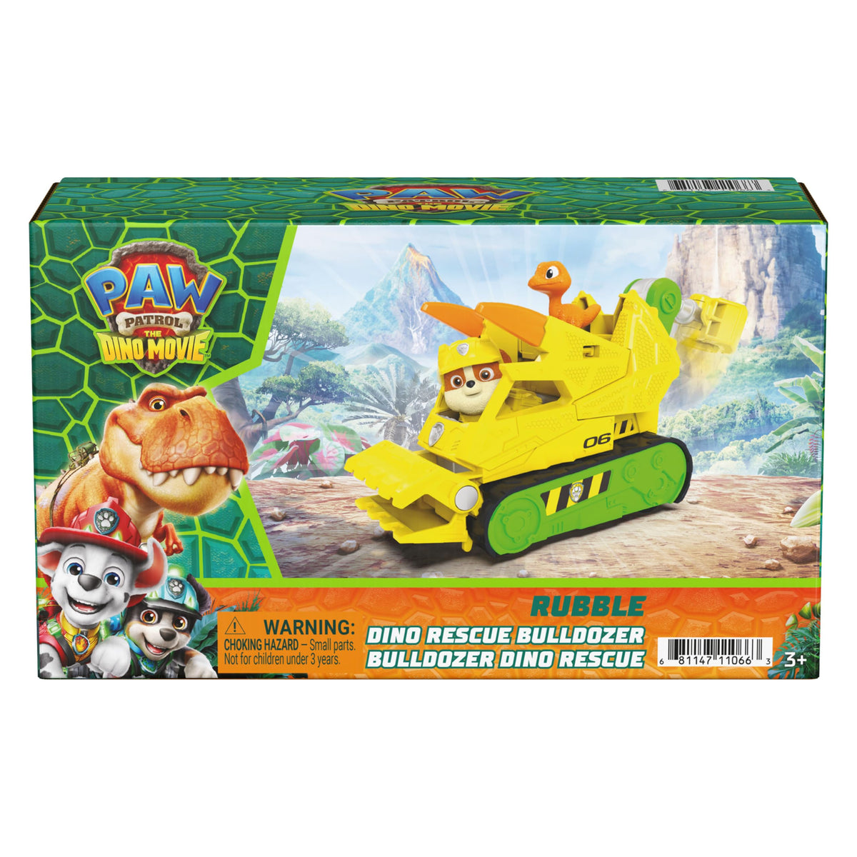 PAW Patrol The Dino Movie Rubble Dino Rescue Bulldozer Toy Truck