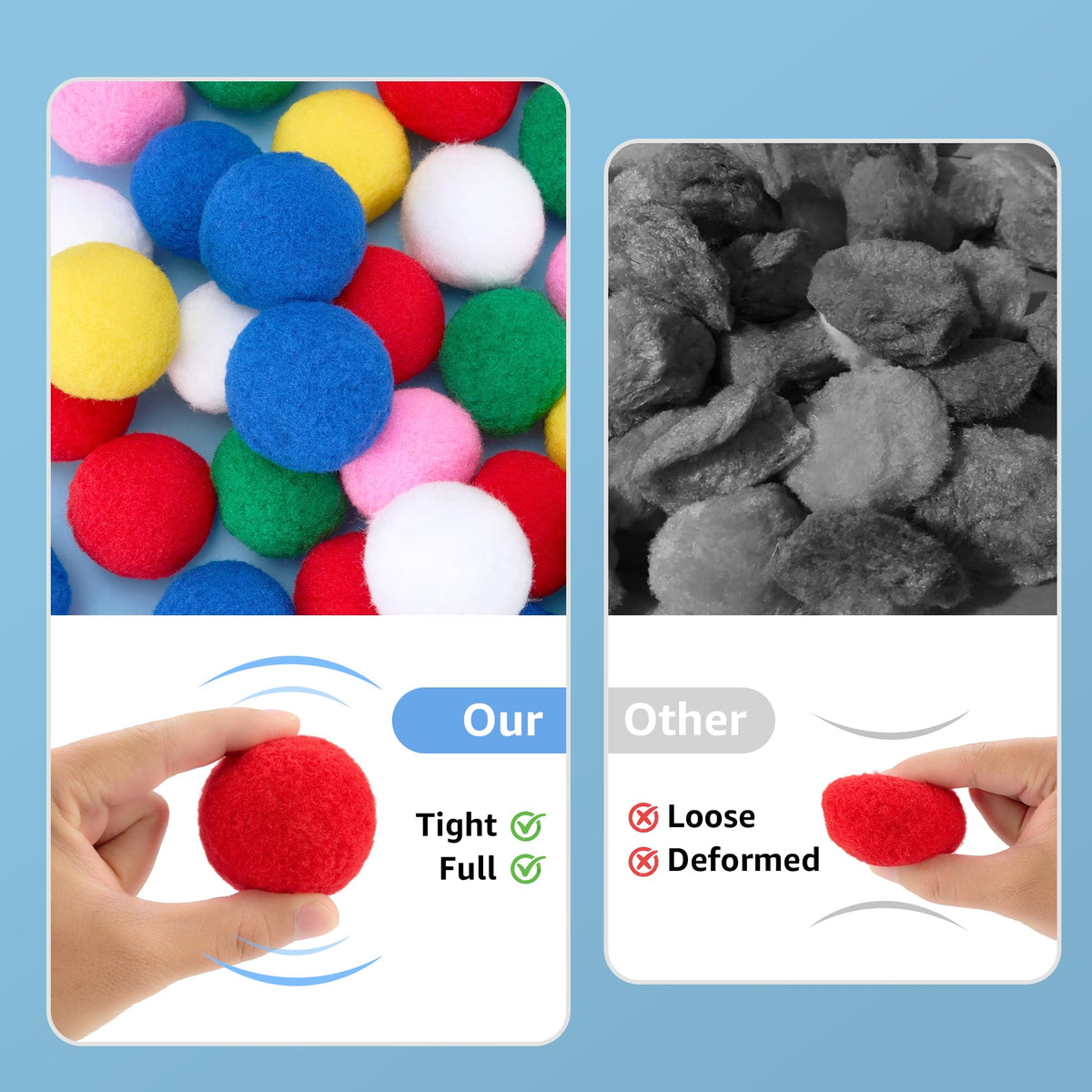 YONOVO 60 Pcs Pom Poms for Crafts, 2 Inch, 6 Vibrant Colors 🍁 All In One Marketplace Canada