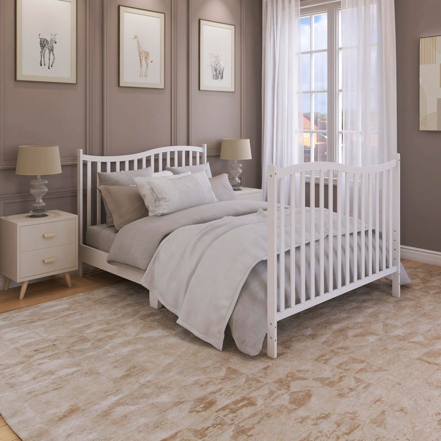 Dream On Me Chelsea 5-In-1 Convertible Crib In White, 4 Mattress Height Positions, Non Toxic Finish, JPMA Certified, Made Of Sustainable And Sturdy Pinewood Dream On Me
