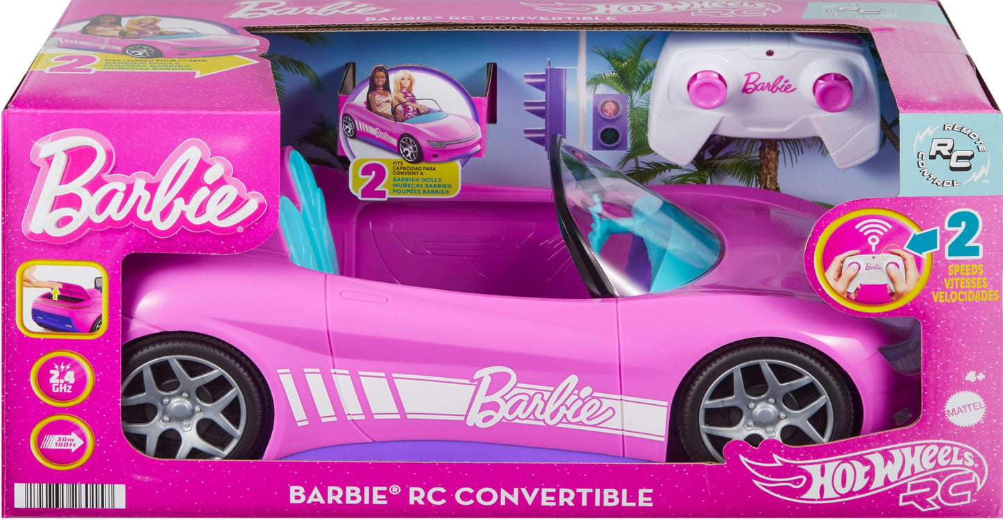 Hot Wheels Barbie RC Toy Car, Remote-Control Pink Convertible, Can Hold 2 Barbie Fashion Dolls & Trunk Opens for Storage, Sticker Sheet for Customizing 🍁 All In One Marketplace Canada
