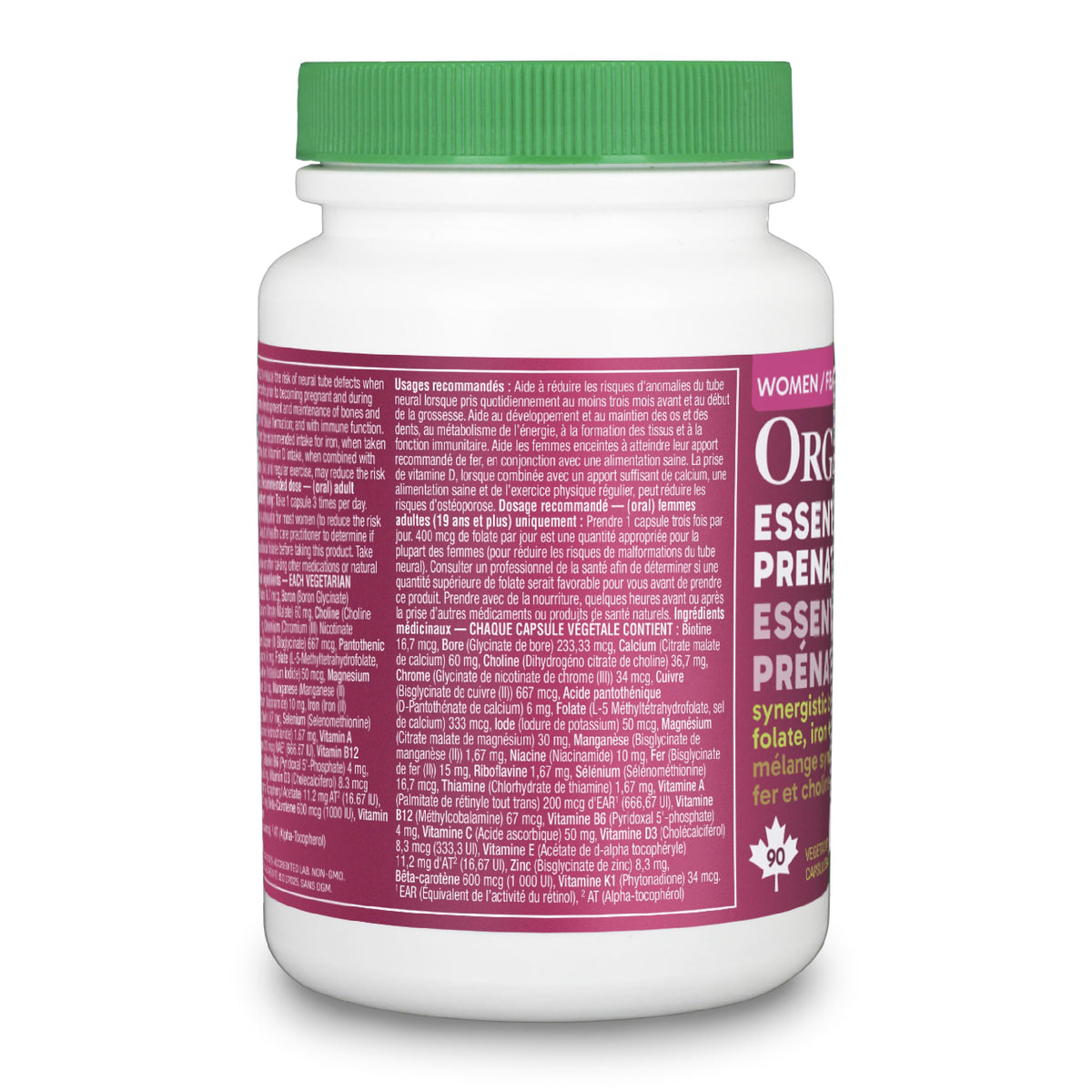 Organika Essential Prenatal – Vegetarian Prenatal Multivitamin for Baby & Mom – Complete Nutrition with Methylated Folate, Iron, Choline, Vitamin D & Calcium – Supports Pregnancy, Postpartum Health