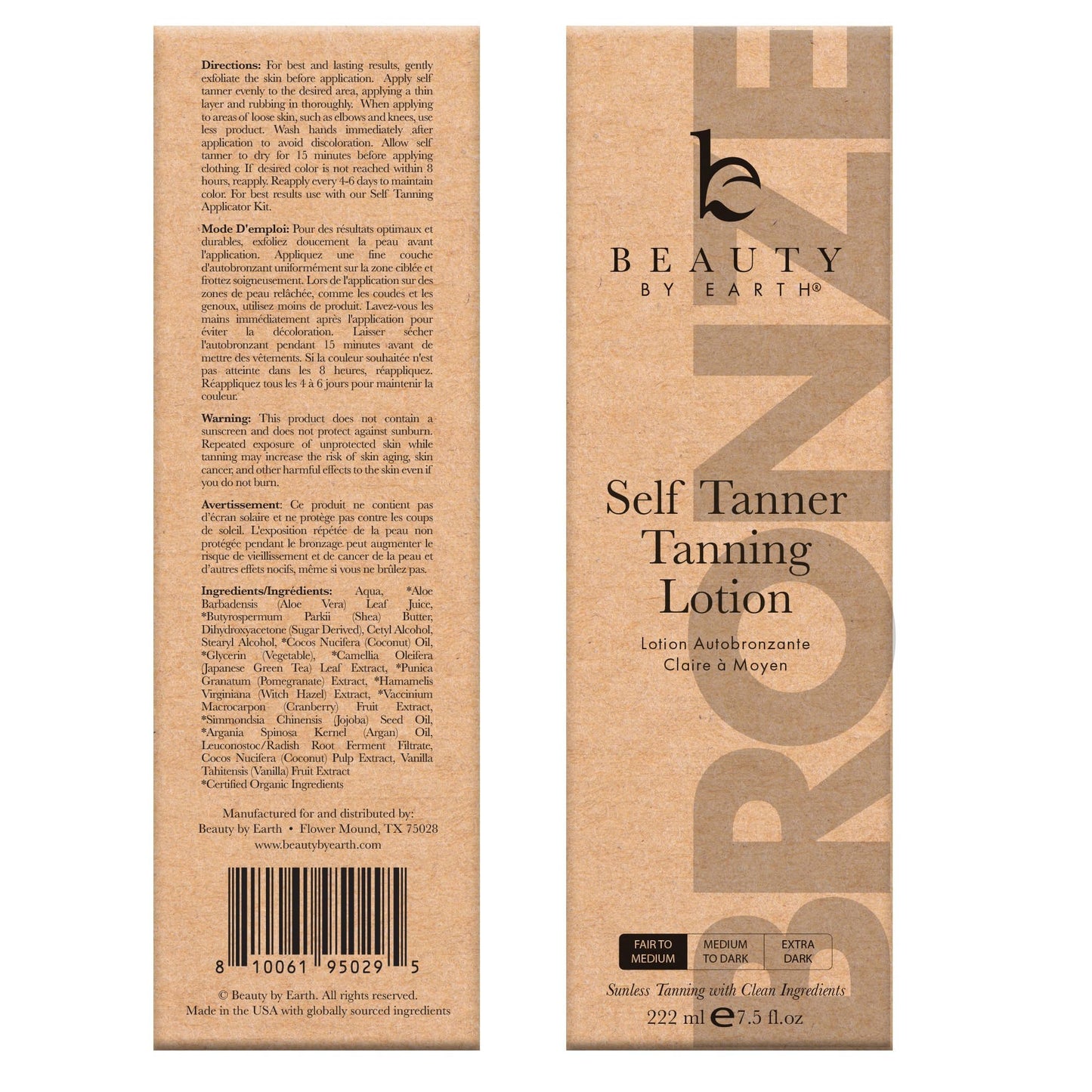 Self Tanner Tanning Lotion - Made with Natural & Organic Ingredients, Sunless Tanning Lotion for Body, Perfect Self Tan for Women & Men for a Natural Looking Glow, Fair to Medium - Available at All In One Marketplace Canada