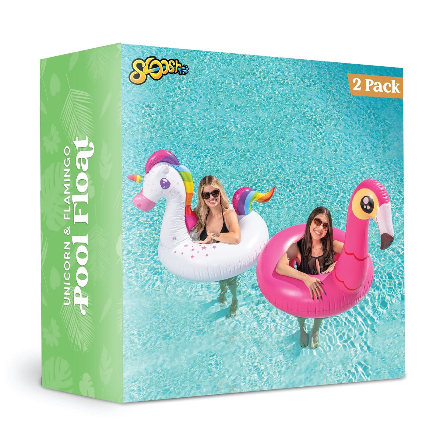 JOYIN 2-Pack Flamingo Unicorn Pool Float - Fun Beach Floaties, Inflatable Swimming Pool Tubes Party Toys, Lake Beach Floaty Swim Rings Summer Pool Raft Lounger for Adults & Kids - Available at All In One Marketplace Canada