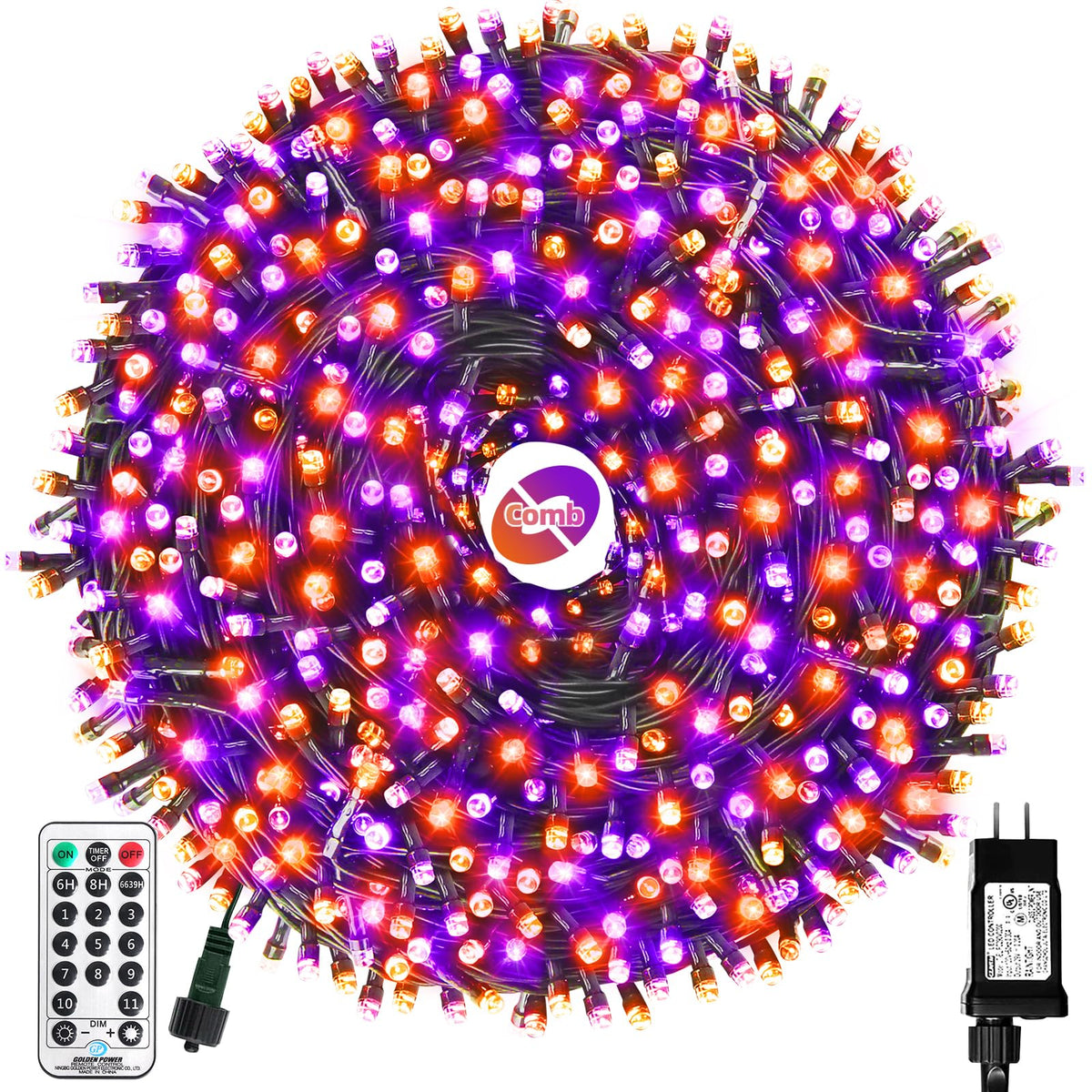 MZD8391 105FT 300LED Halloween Light, Orange Purple Christmas Light 🍁 All In One Marketplace Canada