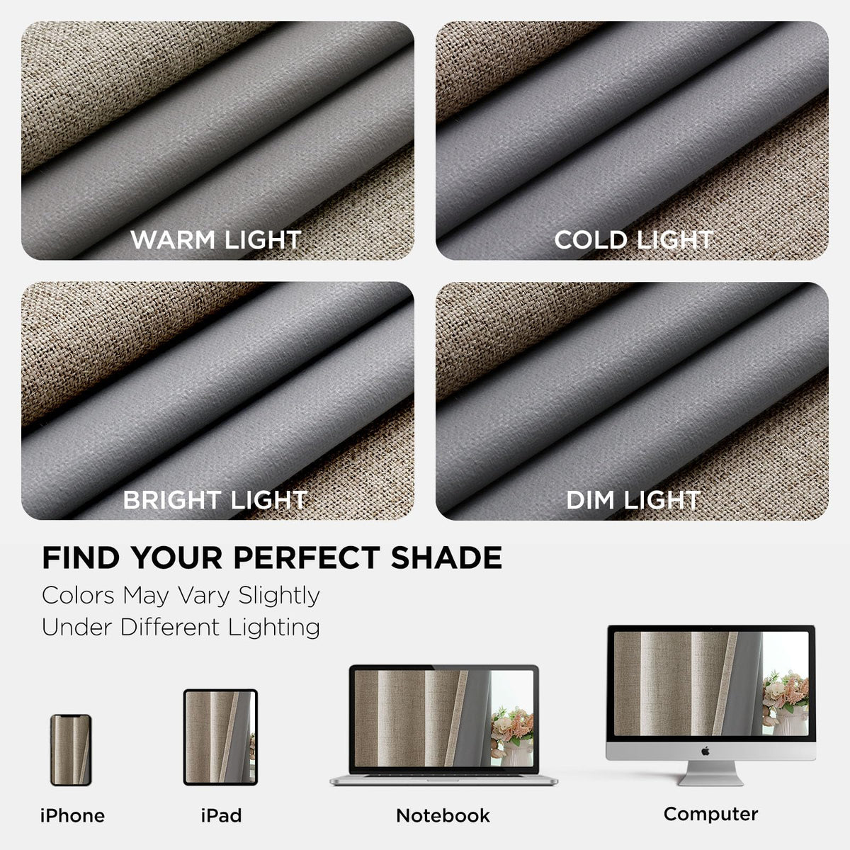 Joydeco Blackout Curtains 84 Inches Long 100% Blackout Curtains 2 Panels, Room Darkening Opaque Curtains for Bedroom, Thermal Drapes Privacy Protection 2 Panels Set(W52 x L84 Inch, Linen)