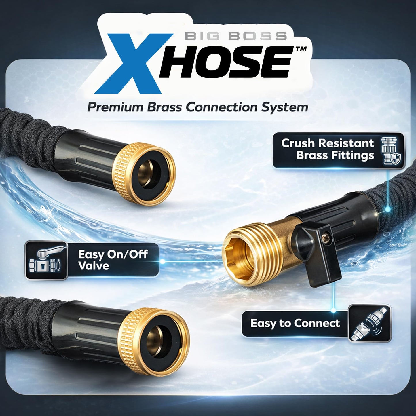 XHOSE PRO Expandable Garden Hose 100ft Water Hose with Brass Fittings, Flexible, Expanding and Retractable, Lightweight 100 Ft Hose, Tuyau Arrosage - 2026 Model