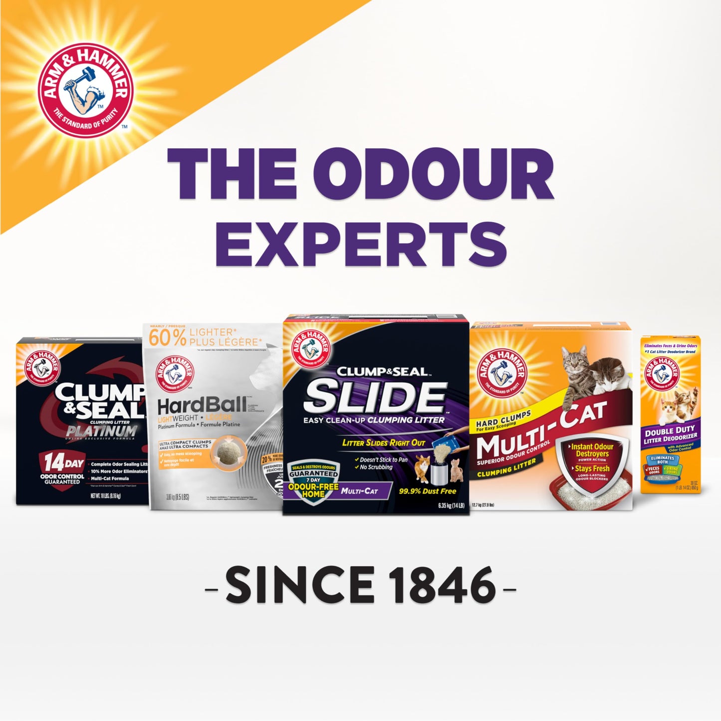 Arm & Hammer Slide Clumping Cat Litter, Multi-Cat Clay, Effortless Clean, 7-Day Odour Control, Dust-Free, Low-Tracking, Rock-Hard Clumps, Baking Soda Power, 6.4 kg