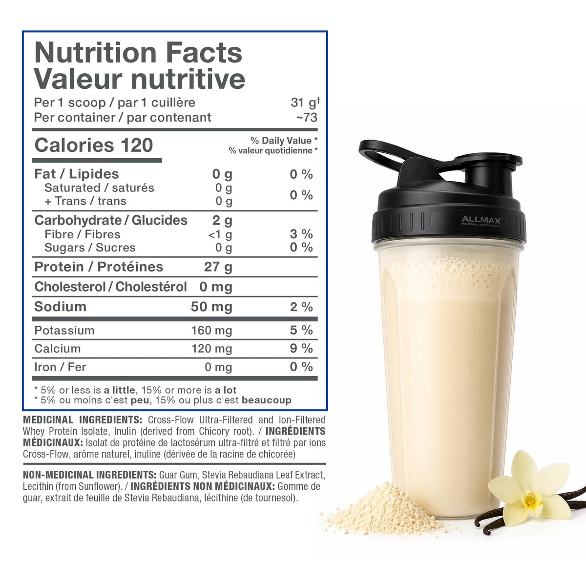 ALLMAX ISONATURAL Protein Isolate Powder, Vanilla, 5 lb, 73 Servings