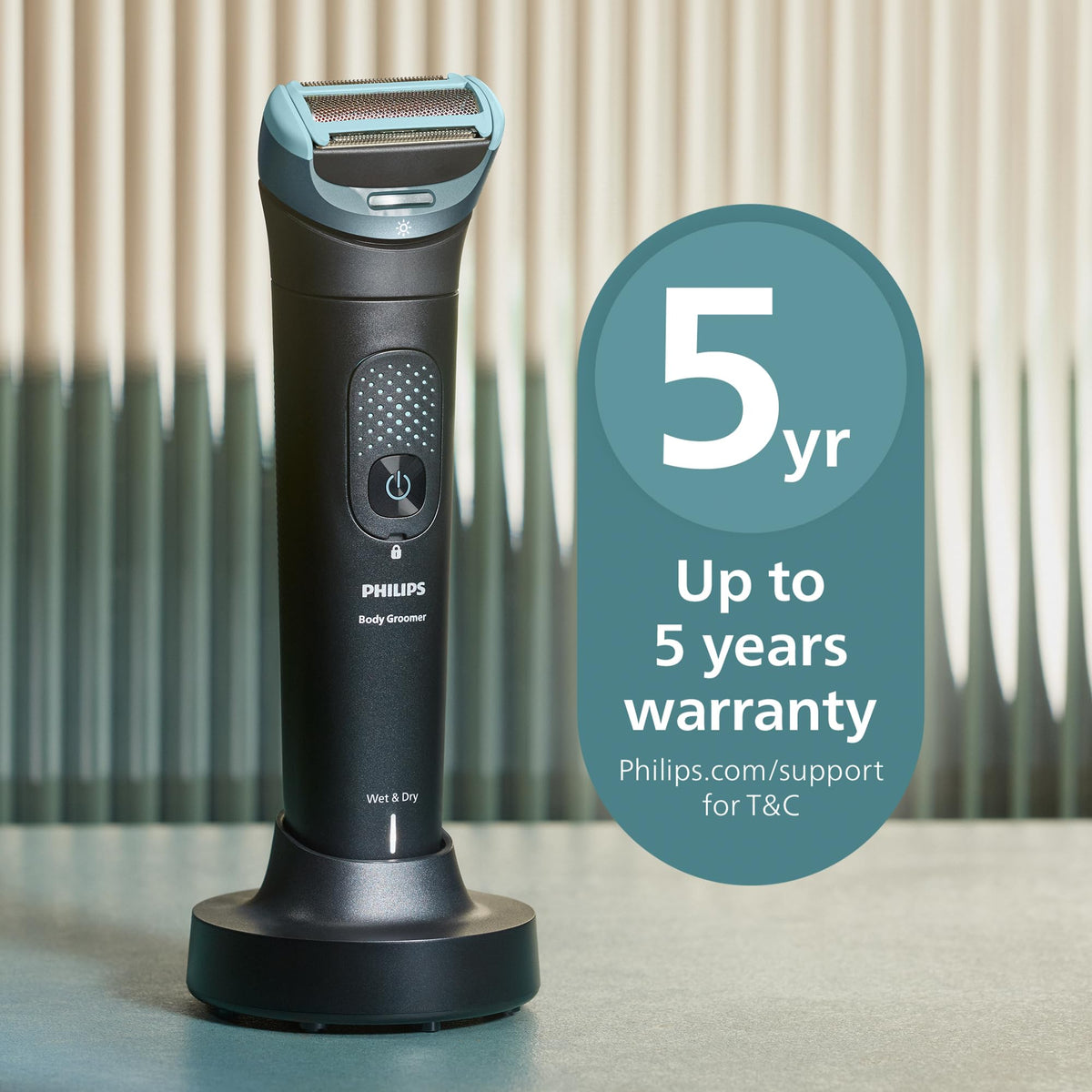 Philips Body Groomer 9000 Series - Trimmer for Men with 2D Flexing Head, Triple Protect Shave System, Interchangeable Heads, Intimate Trim & Shave, 100% Showerproof, 120 min. Runtime, Model BG9480/28
