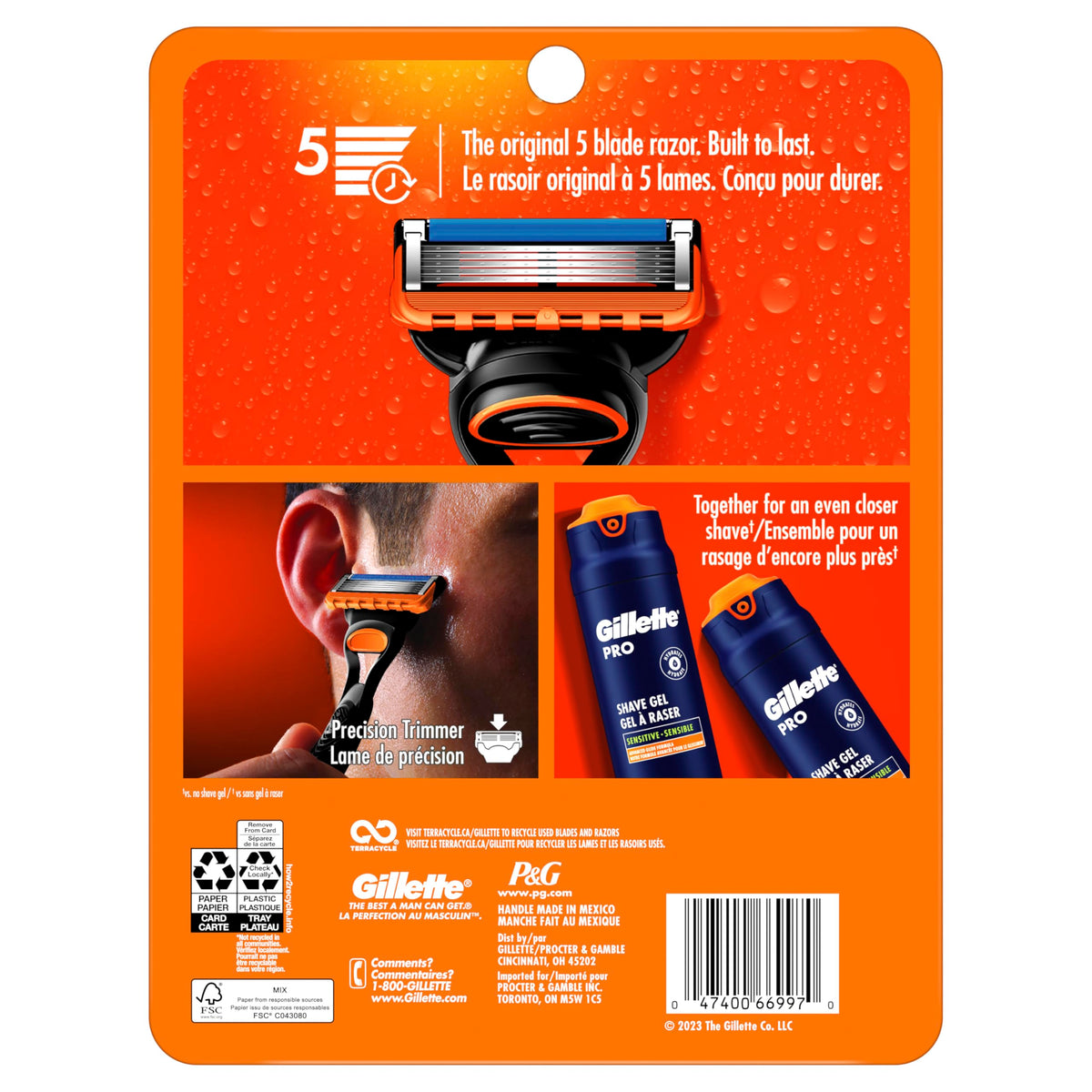 Gillette Fusion5 Mens Razor, Includes 1 Handle, 7 Razor Blade Refills