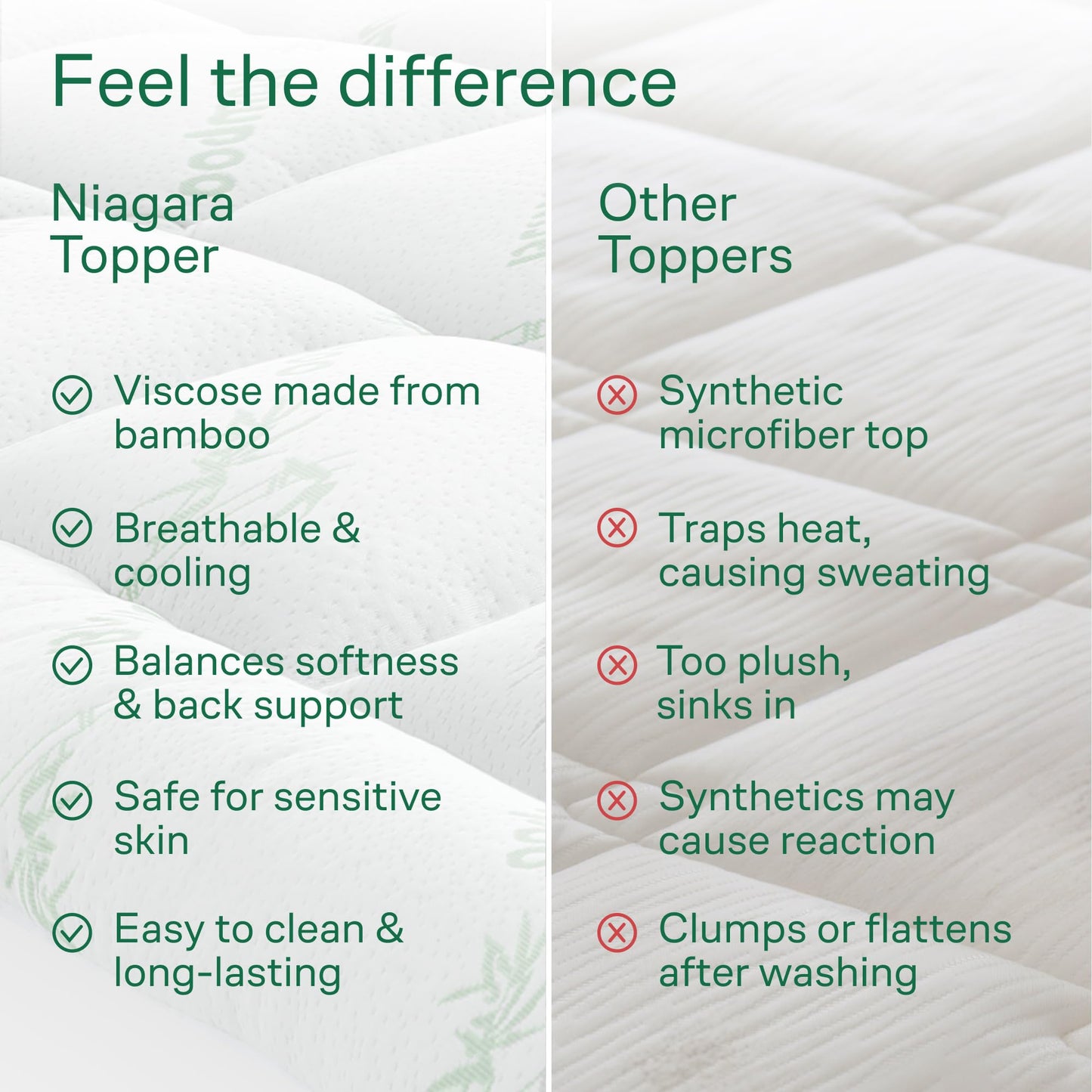 Bamboo Mattress Topper Double/Full Size - Thick Cooling Breathable Pillow Top Mattress Pad for Back Pain Relief - Deep Pocket Topper Fits 8-20 Inches (54x75 Inches, Green)