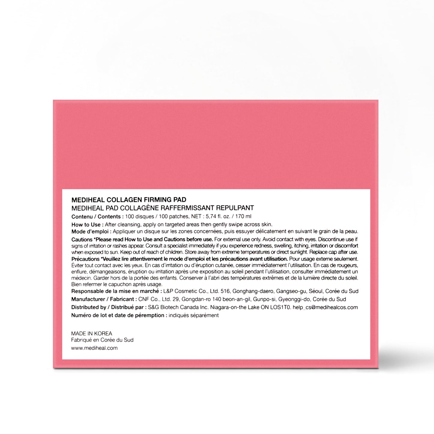 MEDIHEAL Collagen Firming Toner Pad – Korean Skincare, 98% Vegan Collagen with Retinol & 7 Peptides, Firming, Plumping & Wrinkle Care, Micro-Hole Fabric, 100 Pads