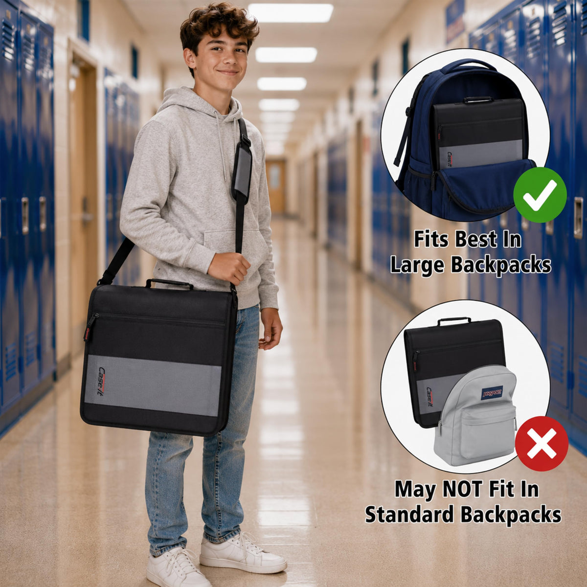 Case-it School Zipper Binder | 2" O-Rings | 350-Sheet | D-251 Midnight Blue