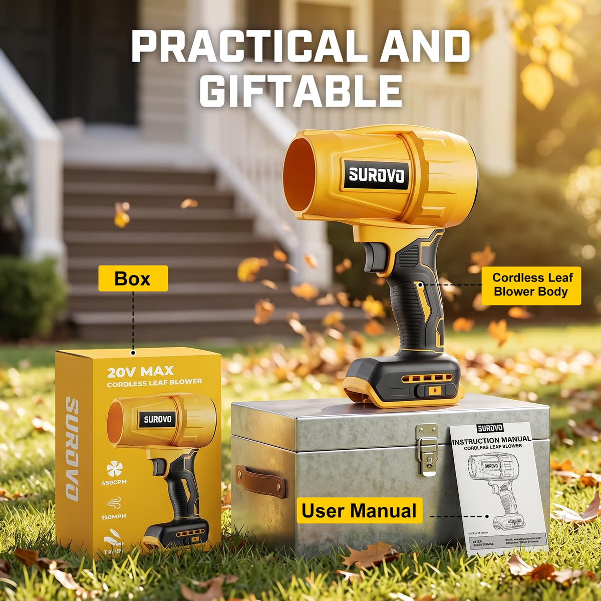 Cordless Leaf Blower Compatible with Dewalt 20V MAX Battery (Bare Tool) 🍁 All In One Marketplace Canada
