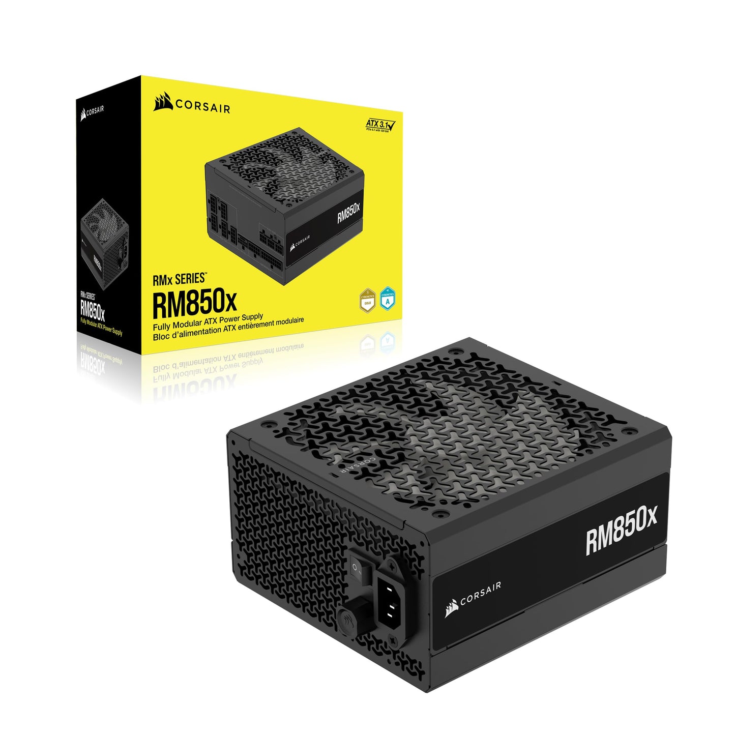 CORSAIR RM850x Fully Modular Low-Noise ATX Power Supply – ATX 3.1 Compliant – PCIe 5.1 Support – Cybenetics Gold Efficiency – Native 12V-2x6 Connector – Black 🍁 All In One Marketplace Canada