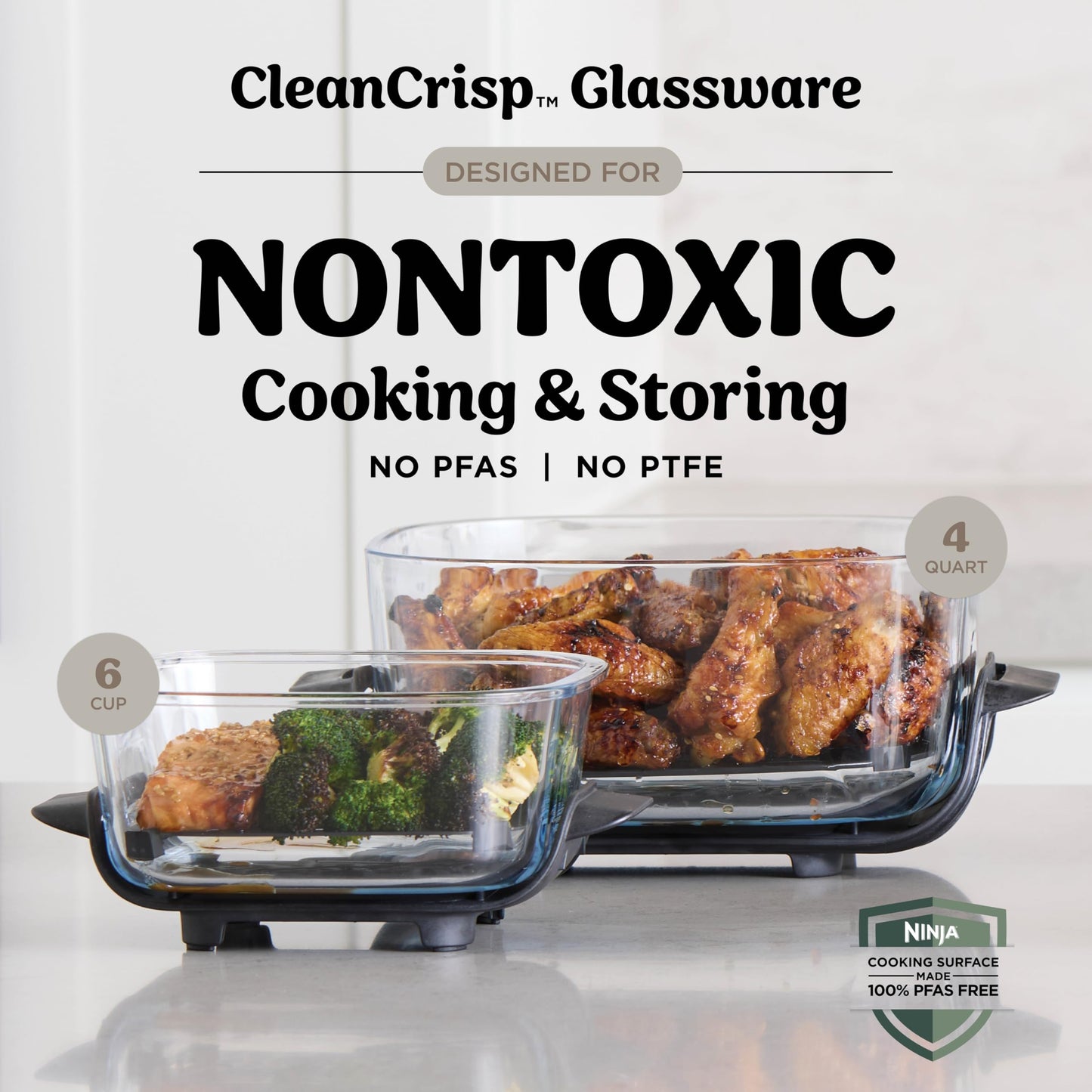 Ninja Crispi Portable Glass Air Fryer Cooking System – 4-Qt & 6-Cup CleanCrisp Containers, Nontoxic, Leak-Proof, Dishwasher Safe – Air Fry, Bake, Max Crisp, Recrisp FN101CSD (Canadian Version) 🍁 All In One Marketplace Canada