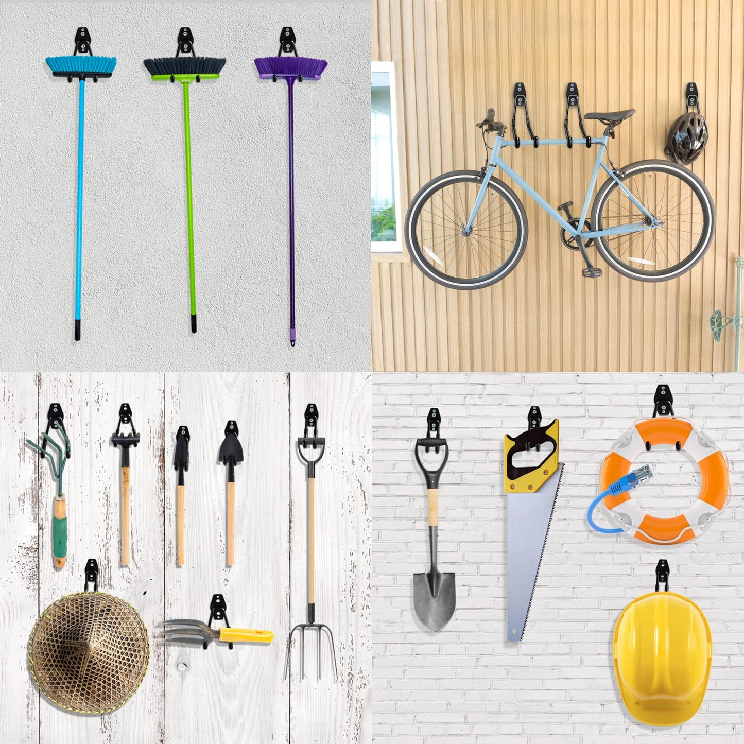 Garage Hooks Heavy Duty Utility Steel with Anti-Slip Coating Wall Mount Storage Organizer for Hanging Power and Garden Tools, Ladders, Hose, Bikes, Ropes, Bulk Items, and More (12 Pack Orange) - Available at All In One Marketplace Canada