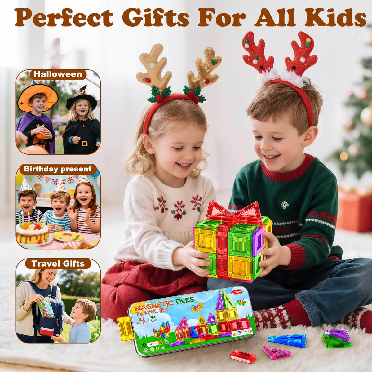 Mini Magnetic Tiles with Iron Box Travel Set for Kids 3-5 4-8 42PCS Portable Toys Magnet Building Blocks for Toddlers Road Trip/Car/Plane Travel/STEM Learning Set Christmas Birthday Gift for Boy Girl 🍁 All In One Marketplace Canada