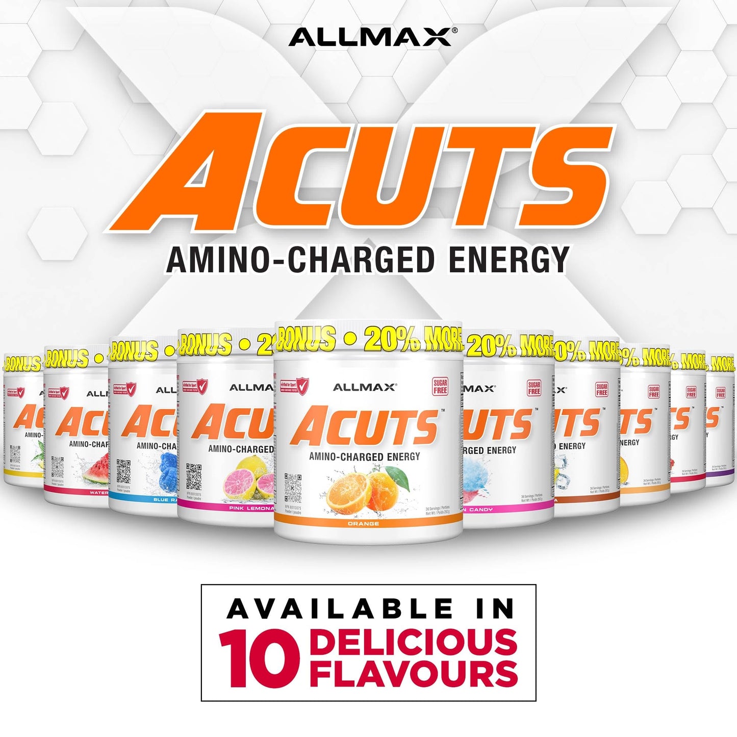 ALLMAX ACUTS Amino Energy Powder, Cotton Candy, 30 Servings