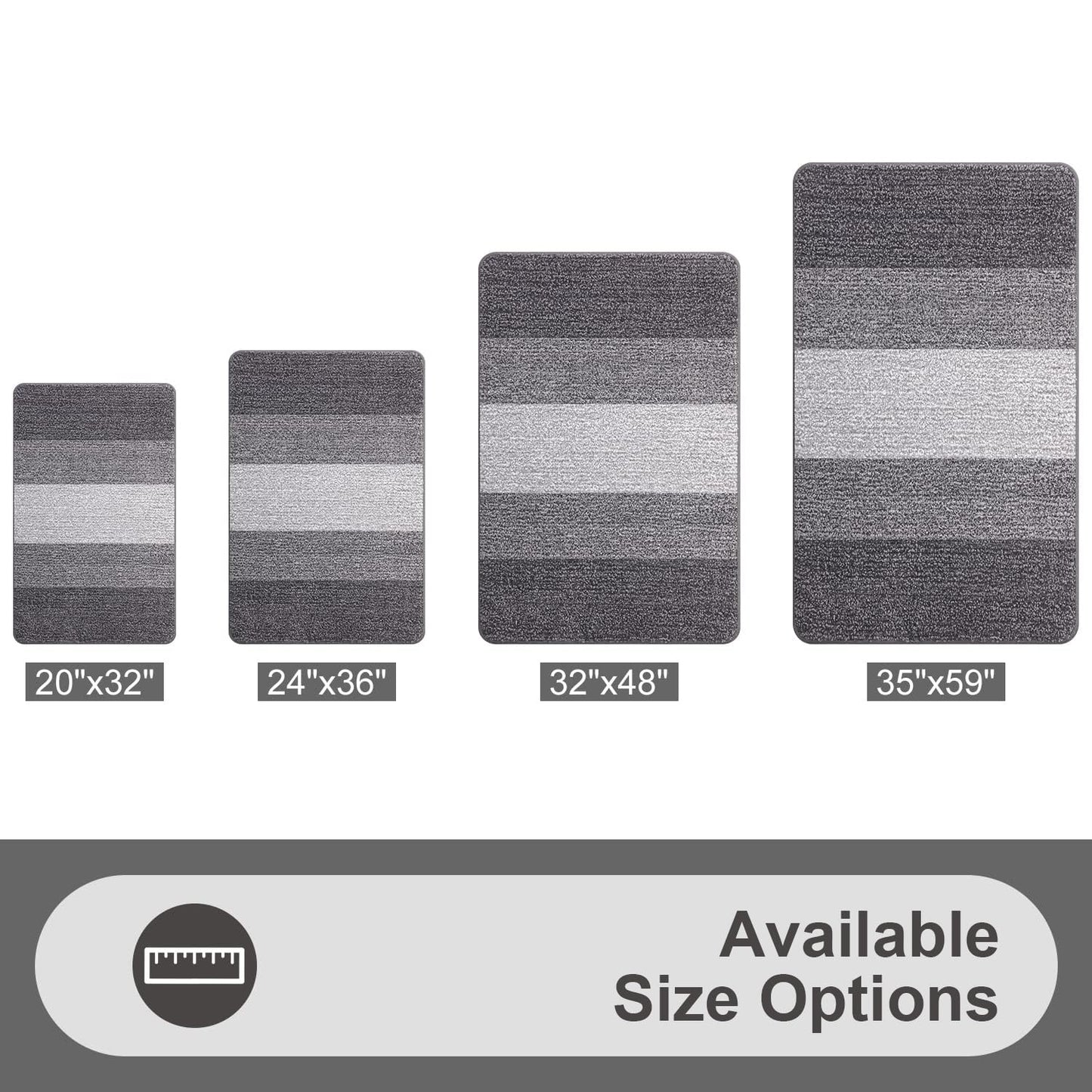 Grandaily Indoor Doormat, 20" x 32" Non-Slip Mud Trapper Absorbent Front Door Mats, Washable Striped Inside Entryway Mat, Low-Profile Welcome Mat Entrance Mat, Grey