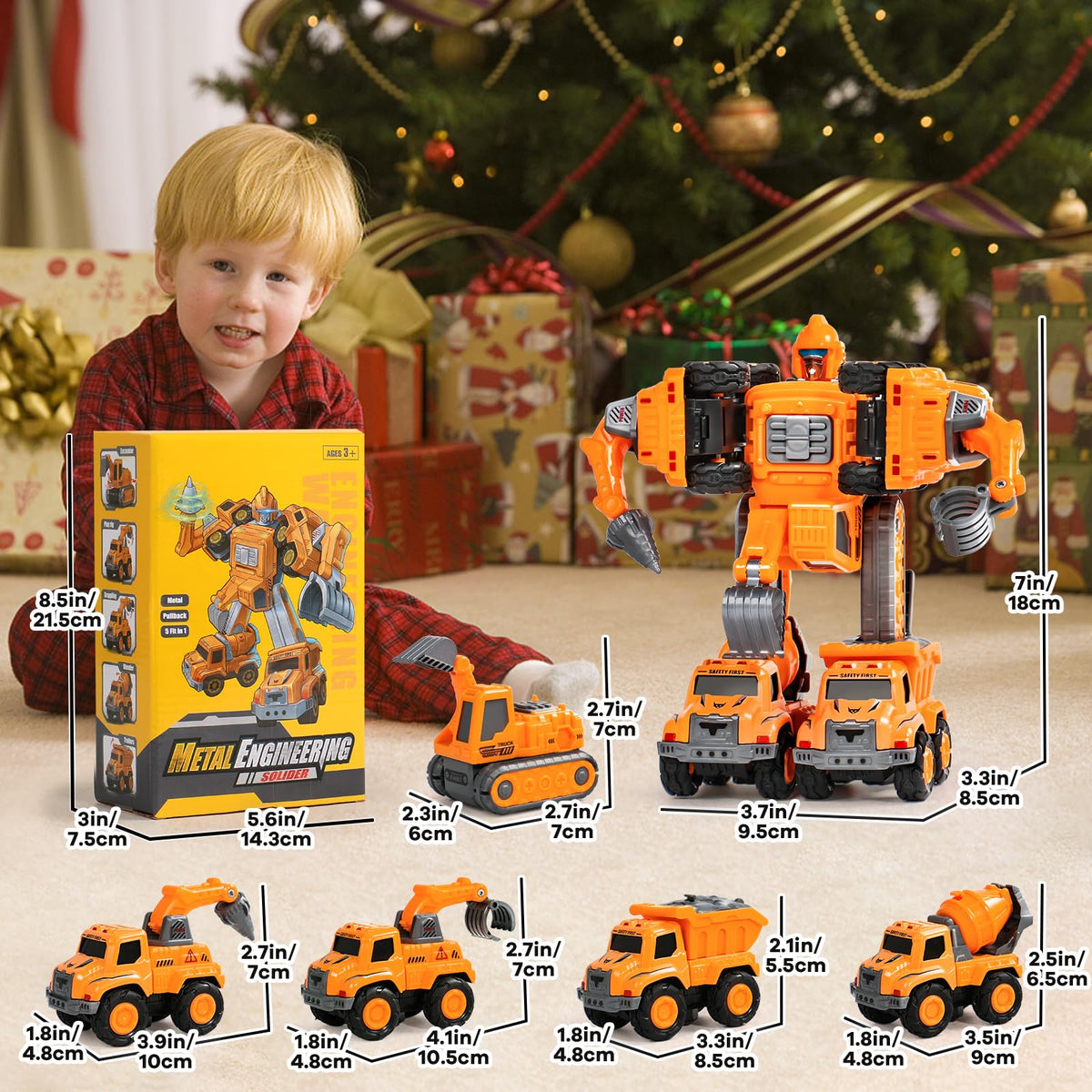 Fajiabao Robot Toy for Boys 4-6, 5-in-1 Construction Vehicle Set đ All In One Marketplace Canada