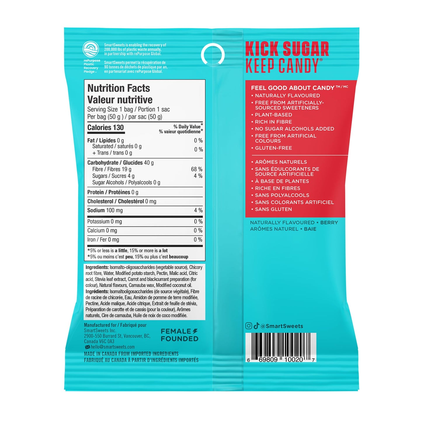 SmartSweets Sweet Fish Gummy Candy - Low Sugar, Stevia Sweetened, 12 Pack (50g each)