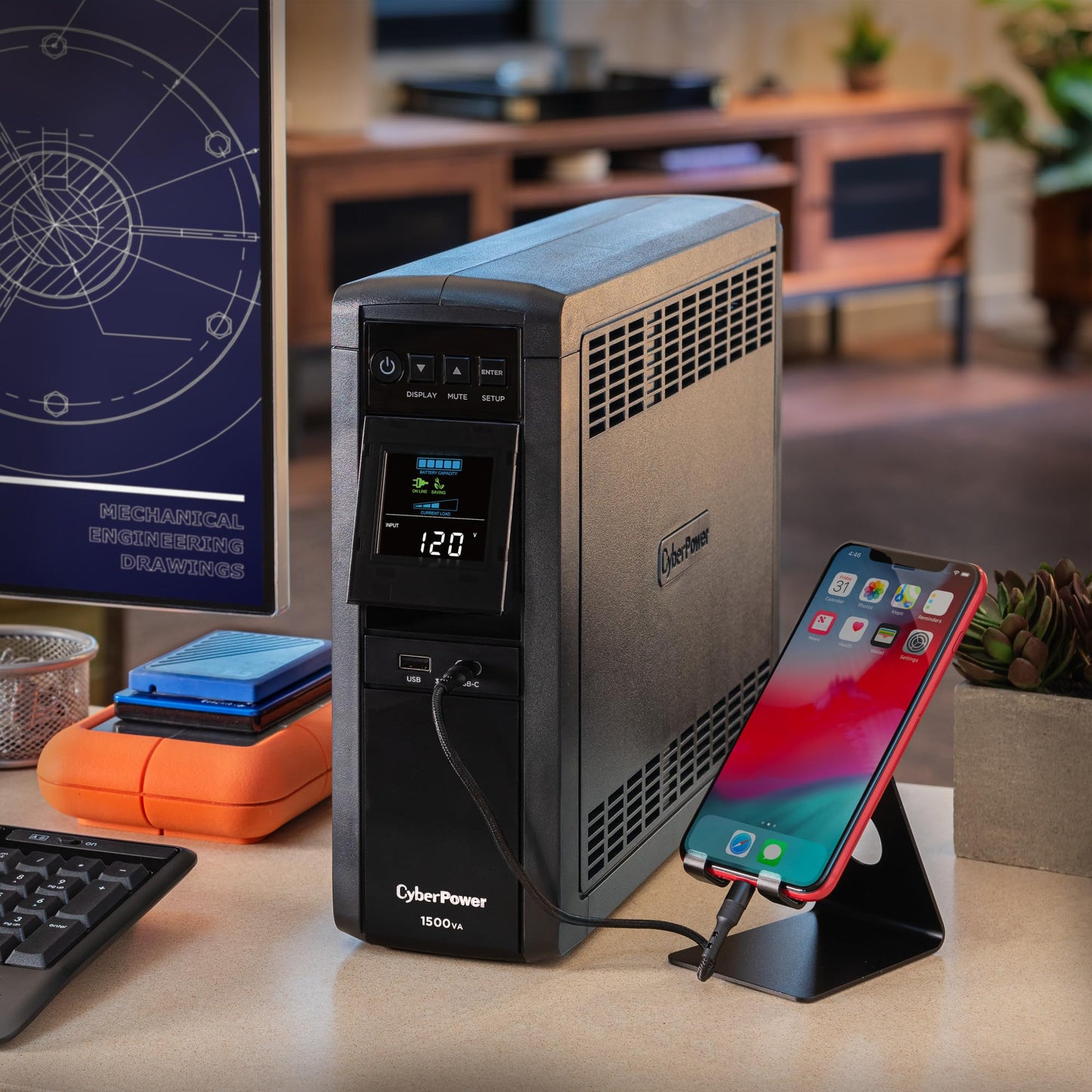 CyberPower CP1500PFCLCD PFC Sinewave UPS System, 1500VA/1000W, 12 Outlets, AVR, Mini Tower, Black - Available at All In One Marketplace Canada