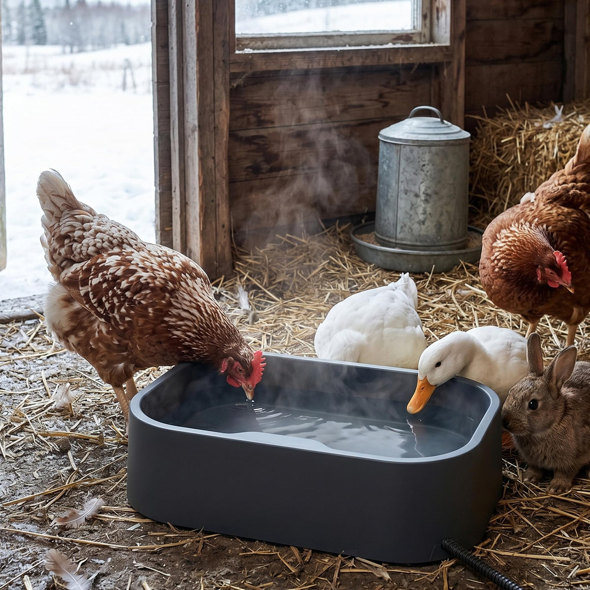 1.45Gal/5.5L Extra Large Pet Heated Water Bowl for Dog Cats Rabbit Chicken Duck Squirrel, Indoor & Outdoor Antifreezing Winter Heated Food & Water Bowl Dish, Thickened Design, BPA-Free, Plug and Play 🍁 All In One Marketplace Canada
