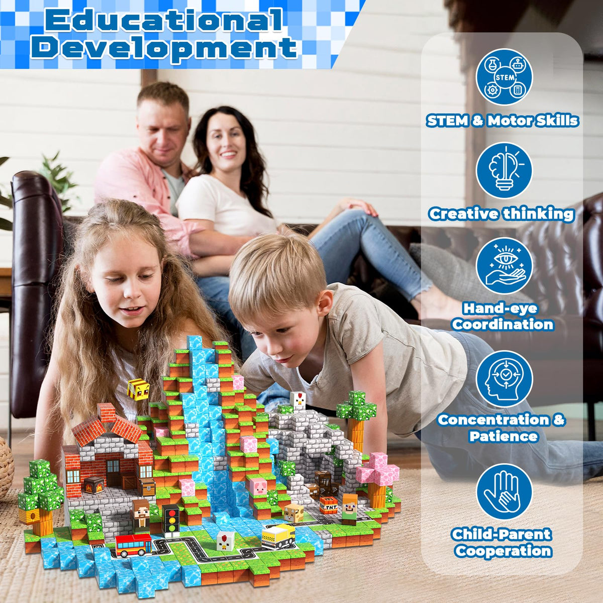 200PCS Magnetic Block| Magnetic Building Blocks Toys for Boys Girls 3-4,5-6,8-12,STEM Sensory Educational Magnet Blocks Cube Stacking Toy for Kids Toddlers 3+Halloween Christmas Birthday Gifts 🍁 All In One Marketplace Canada