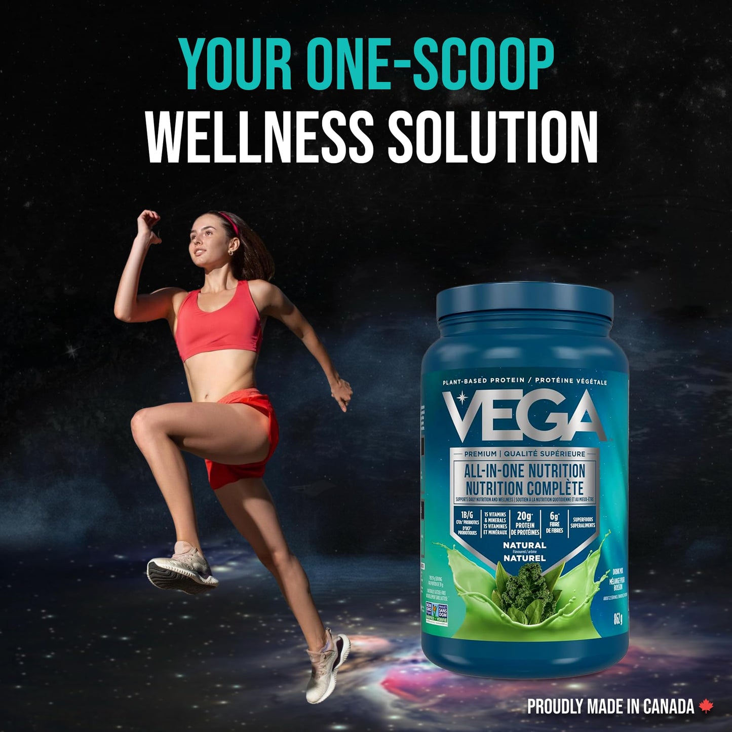 Vega Premium All-in-One Nutrition Protein Powder – 20g Plant-Based Vegan Protein, Vitamins & Probiotics, Natural, 862g (22 Servings) 🍁 All In One Marketplace Canada