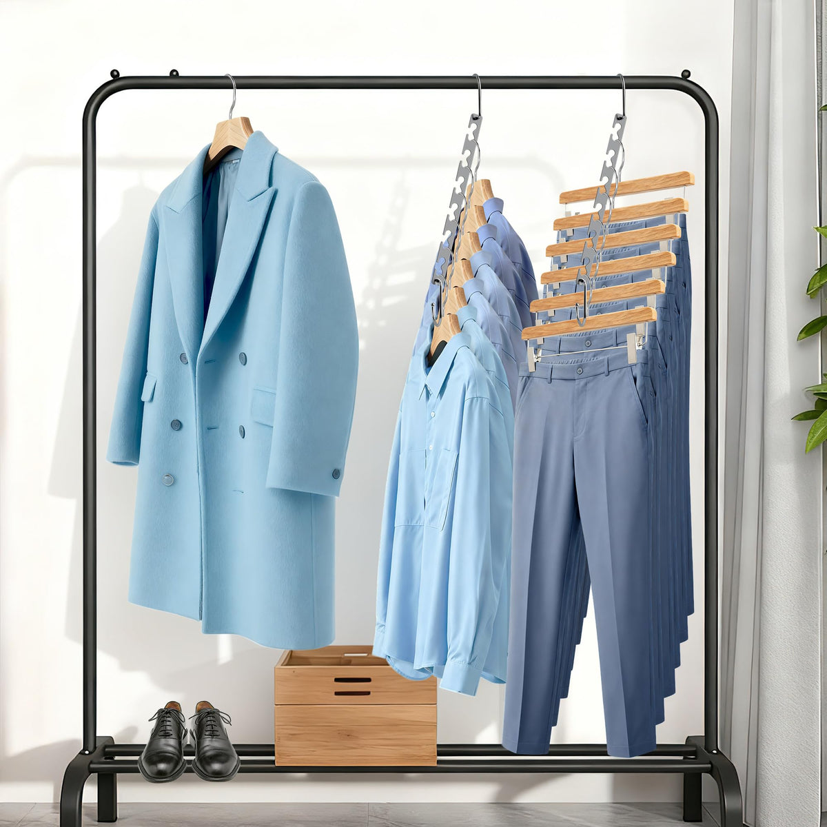 Space Saving Hangers, Magic Closet Organizer for Winter Coats & Spring Seasonal Storage, Heavy Duty Hanger Rack Holds 30Lbs, Apartment Dorm Small Closet Essentials, 6 Pack 🍁 All In One Marketplace Canada