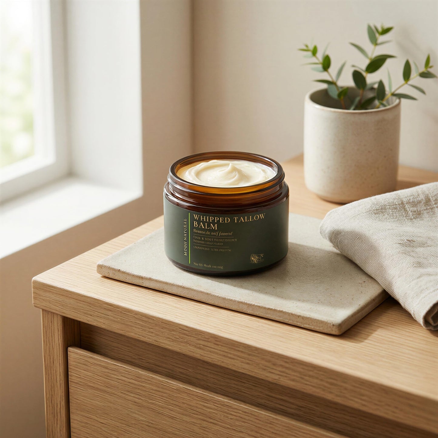 Whipped Beef Tallow Moisturizer - 100% Grass-Fed Tallow Face Balm with Honey, Jojoba Oil, Olive Oil & Sweet Almond Oil - Unscented - 120ml/4oz - Available at All In One Marketplace Canada