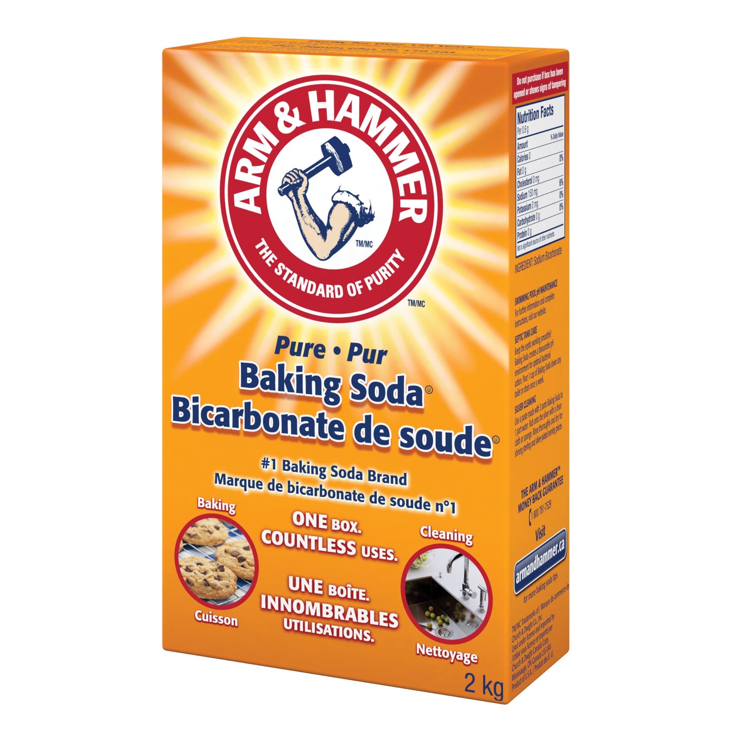Arm & Hammer Pure Baking Soda – Multi-Purpose Cleaner, Natural Odour Eliminator & Baking Essential – Large Value Size – 2 kg (Pack of 1)