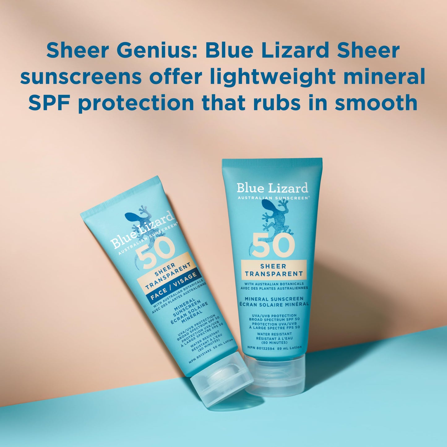 Blue Lizard Sheer Face Mineral SPF 50 Sunscreen Lotion, 100% Mineral Formula, Blue Light Protection, Lightweight, No White Cast, Nourishes and Hydrates, Paraben-Free, Fragrance-Free, 50 ml - Available at All In One Marketplace Canada