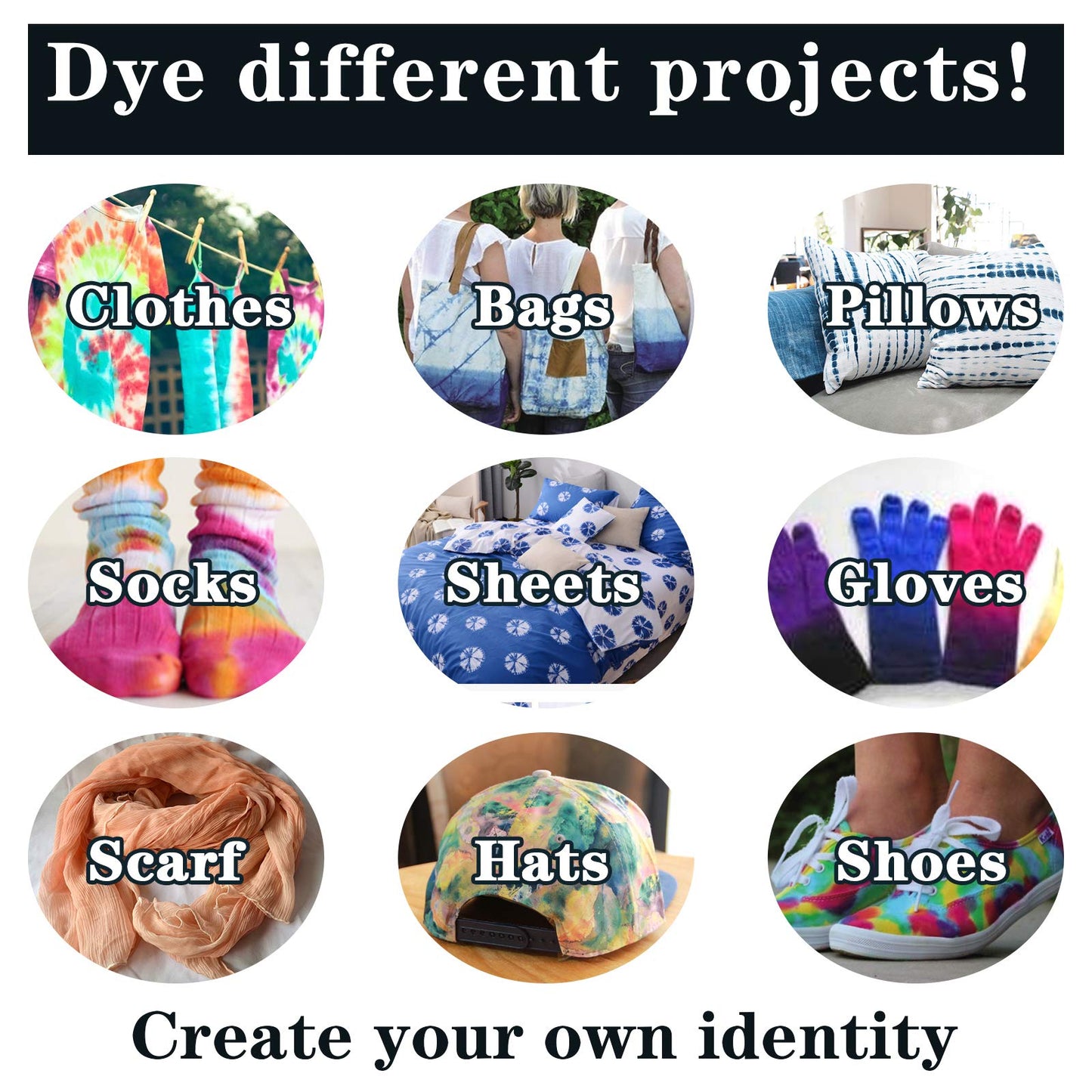 WINSONS Tie Dye Kit, 20 Colours Non Toxic Permanent Fabric Dye Art Set for Kids Women for Homemade Party Creative Group Activities DIY Gift