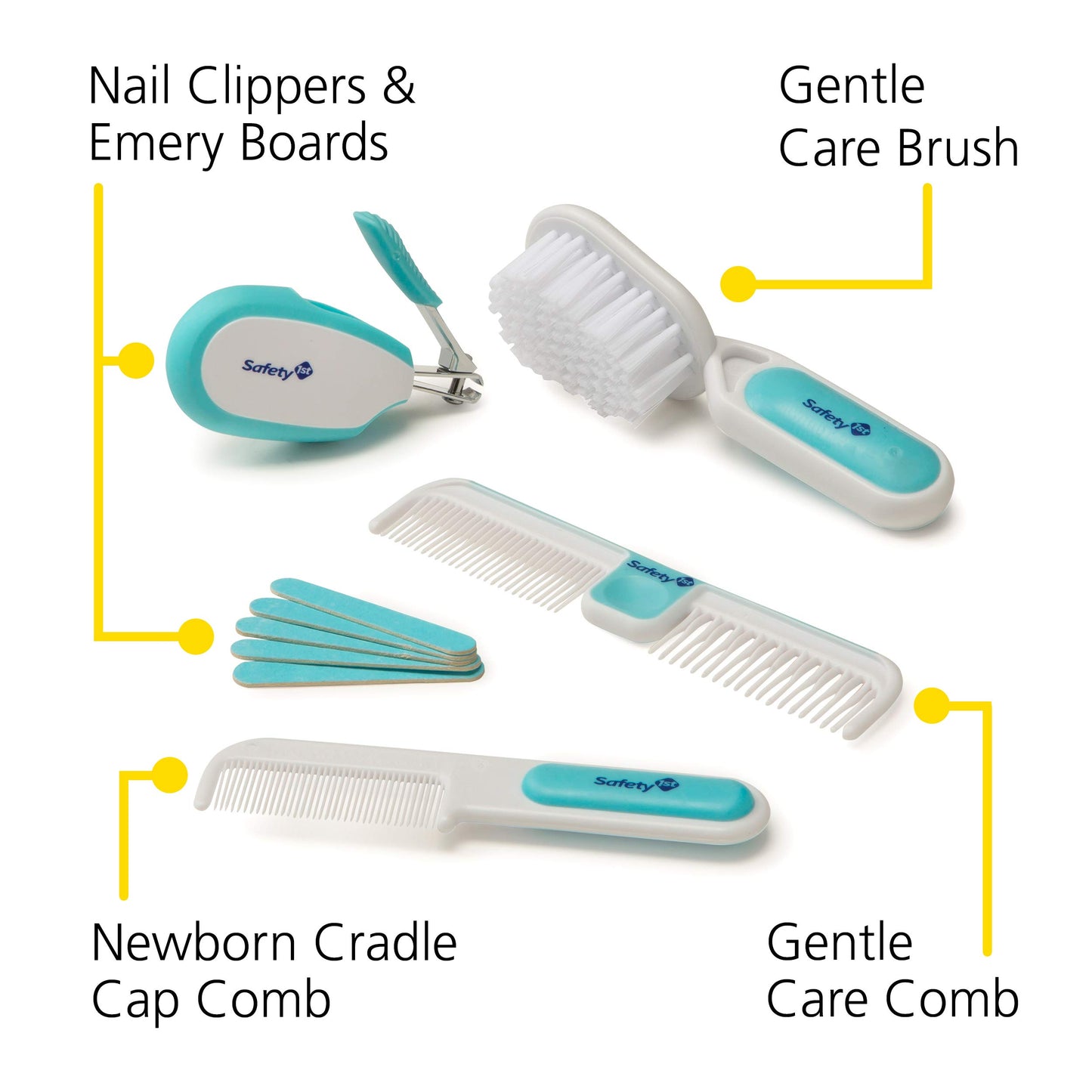 Safety 1st Deluxe Healthcare & Grooming Kit – Baby Essentials Set with 3-in-1 Thermometer, Nasal Aspirator, Nail Clippers, Medicine Dispenser, Brush & Comb, and More - Arctic Blue - Available at All In One Marketplace Canada