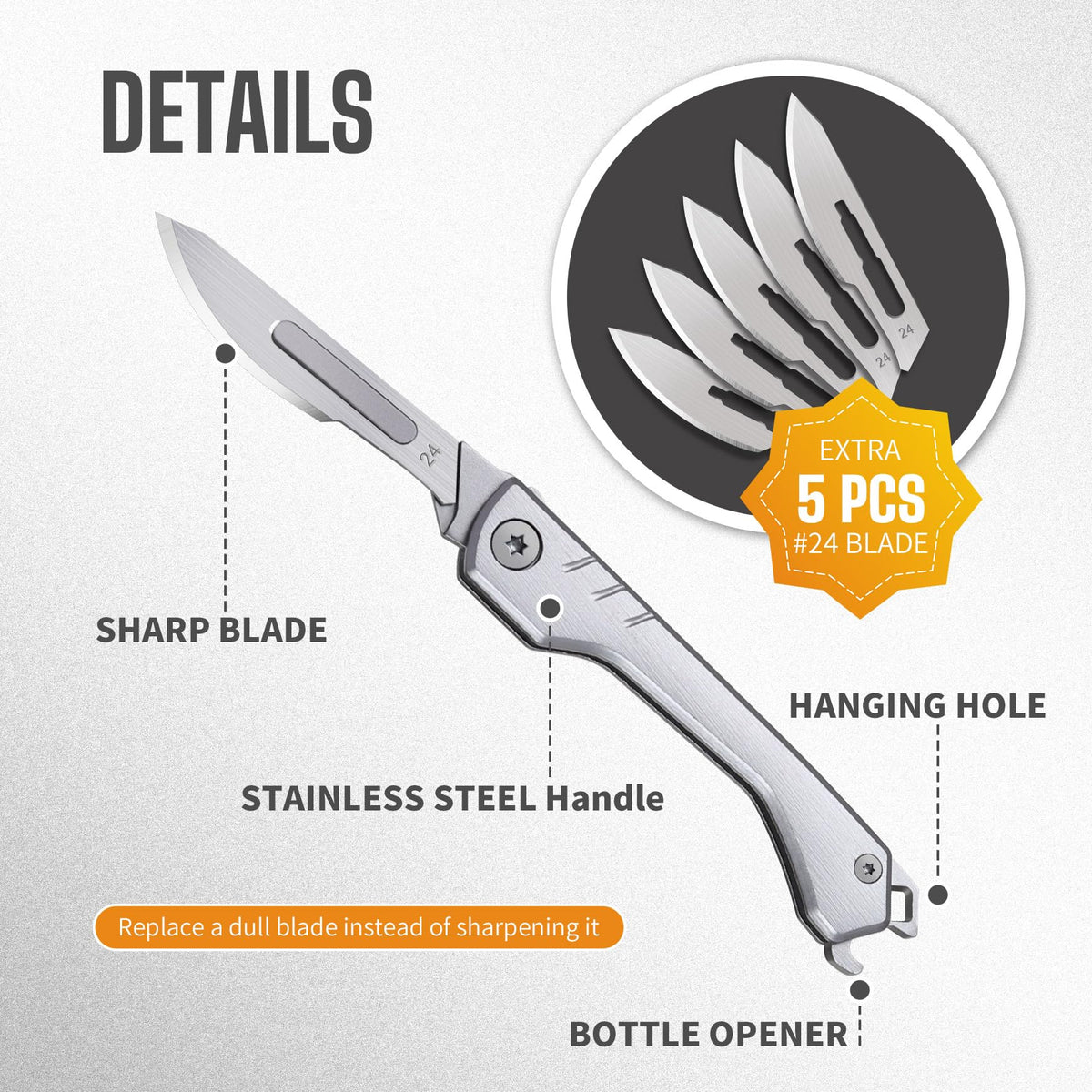 Pocket Utility Knife, EDC Keychain Folding Utility Knife with Bottle Opener - Box Cutter, Stocking Stuffers for Men, Gifts for Men Christmas - Camping Essential for Outdoor, Extra 5 Quick-Change Blade 🍁 All In One Marketplace Canada
