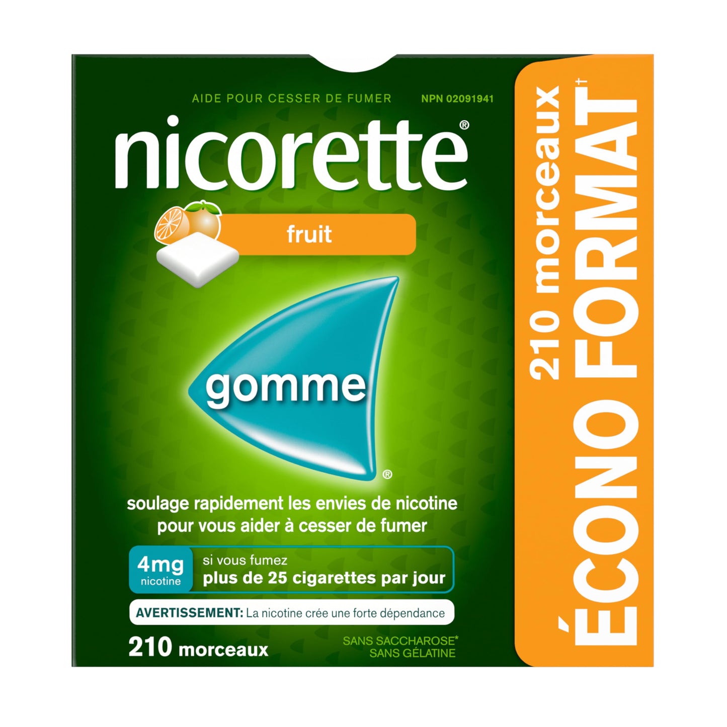 Nicorette 4mg Nicotine Gum, Fruit – Quit Smoking Aid with Fast Craving & Withdrawal Relief, Nicotine Replacement Therapy (NRT), 210 Pieces (Value Size)
