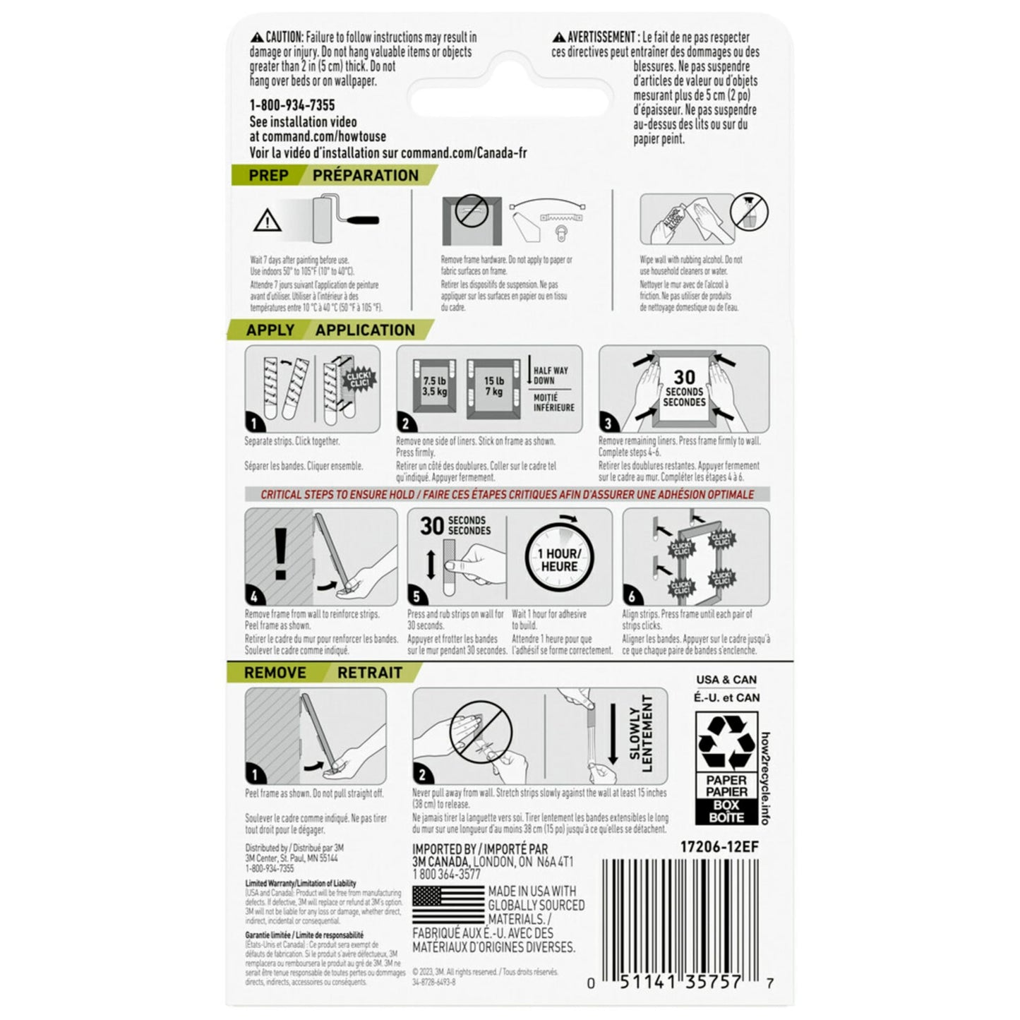 Command Large Picture Hanging Strips - Damage Free Wall Hangers for Back to School Dorm Organization - 14 White Adhesive Pairs (28 Strips)