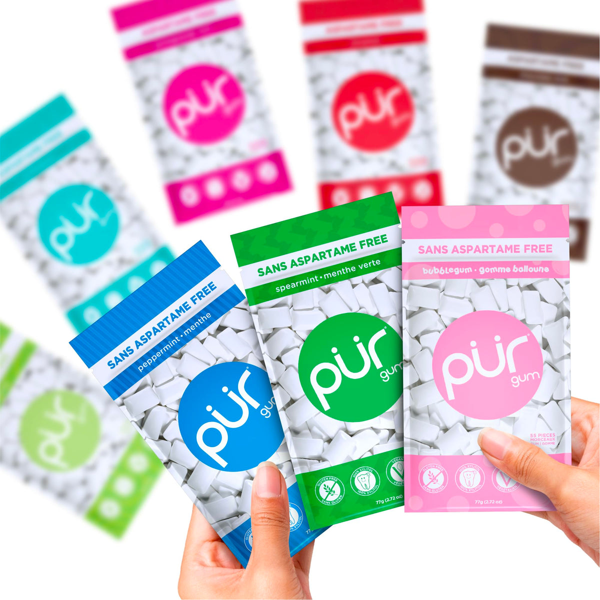 PUR Gum, Variety Pack, Xylitol Gum, No Artificial flavour, 440 Count (8x55)