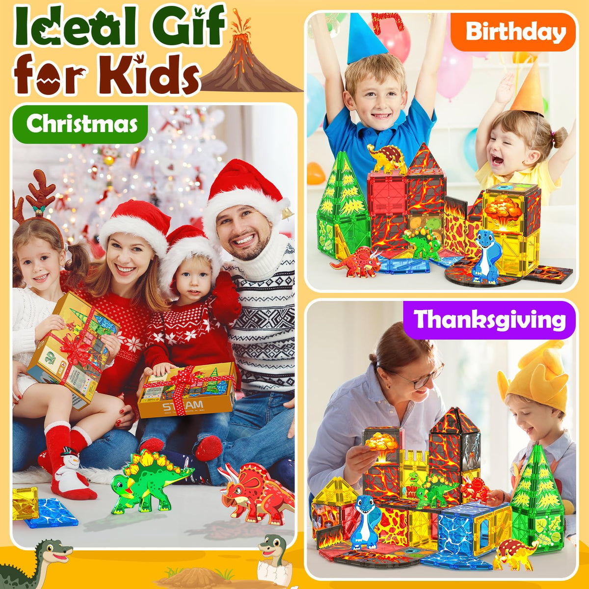 NVHH Magnetic Tiles Dinosaur Toys Magnet Tiles for Kids Ages 3-5 4-8 5-7 🍁 All In One Marketplace Canada