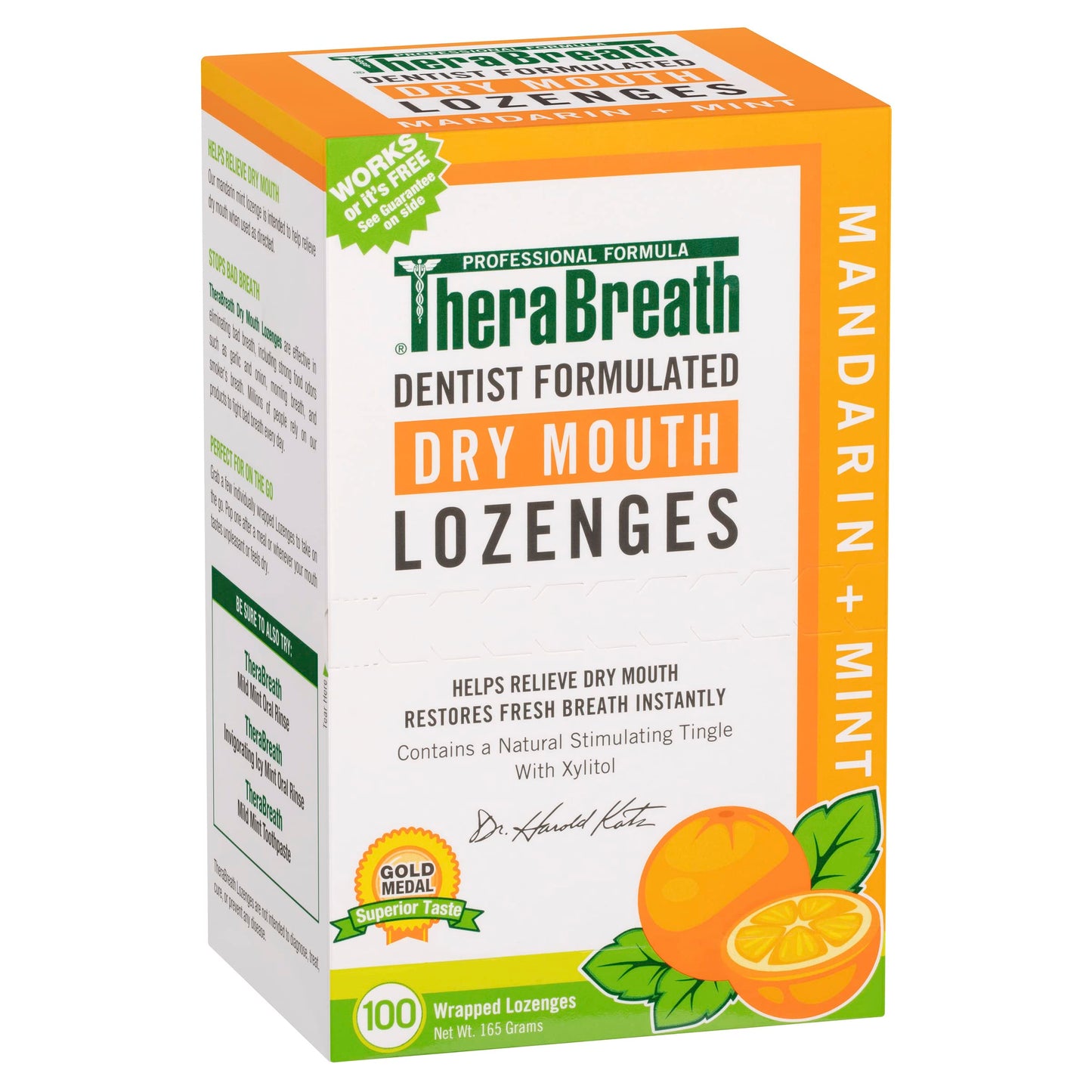 TheraBreath Dry Mouth Lozenges – Sugar Free Mandarin Mint, 100 Count