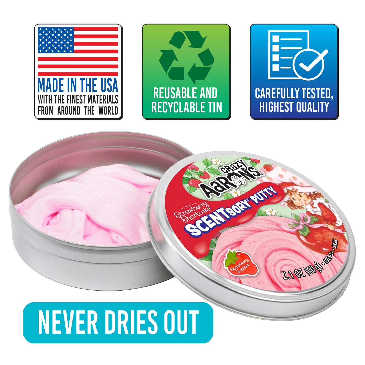 Crazy Aaron's Strawberry Shortcake™ SCENTsory® Putty - Made in USA Crazy Aaron's